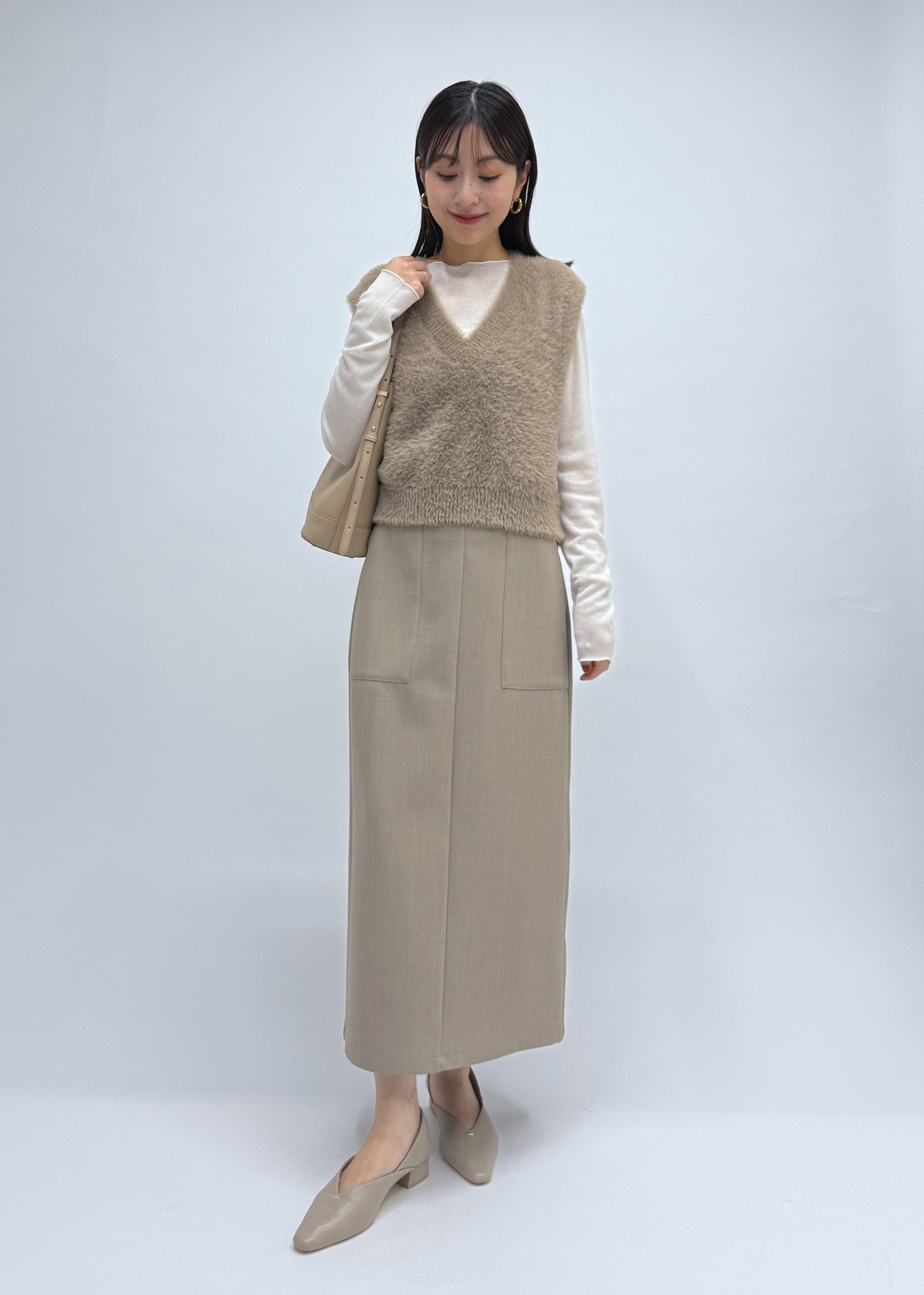 ROPE' PICNICのショートフェザーニットベストを使ったコーディネートを紹介します。｜Rakuten Fashion(楽天ファッション／旧楽天ブランドアベニュー)6052919