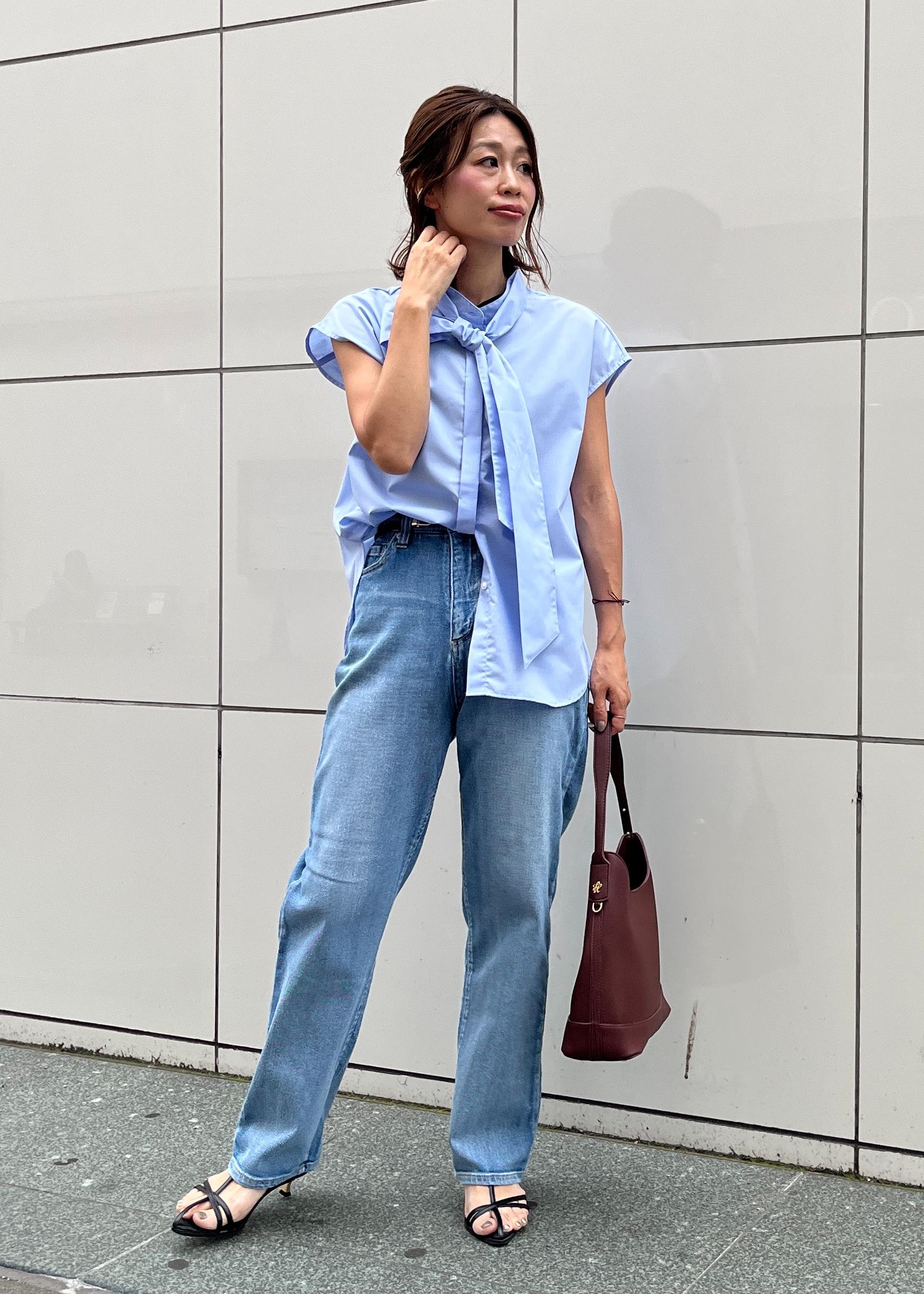 ROPE' PICNICの【防シワ】リボンフレンチスリーブシャツを使ったコーディネートを紹介します。｜Rakuten Fashion(楽天ファッション／旧楽天ブランドアベニュー)6053416