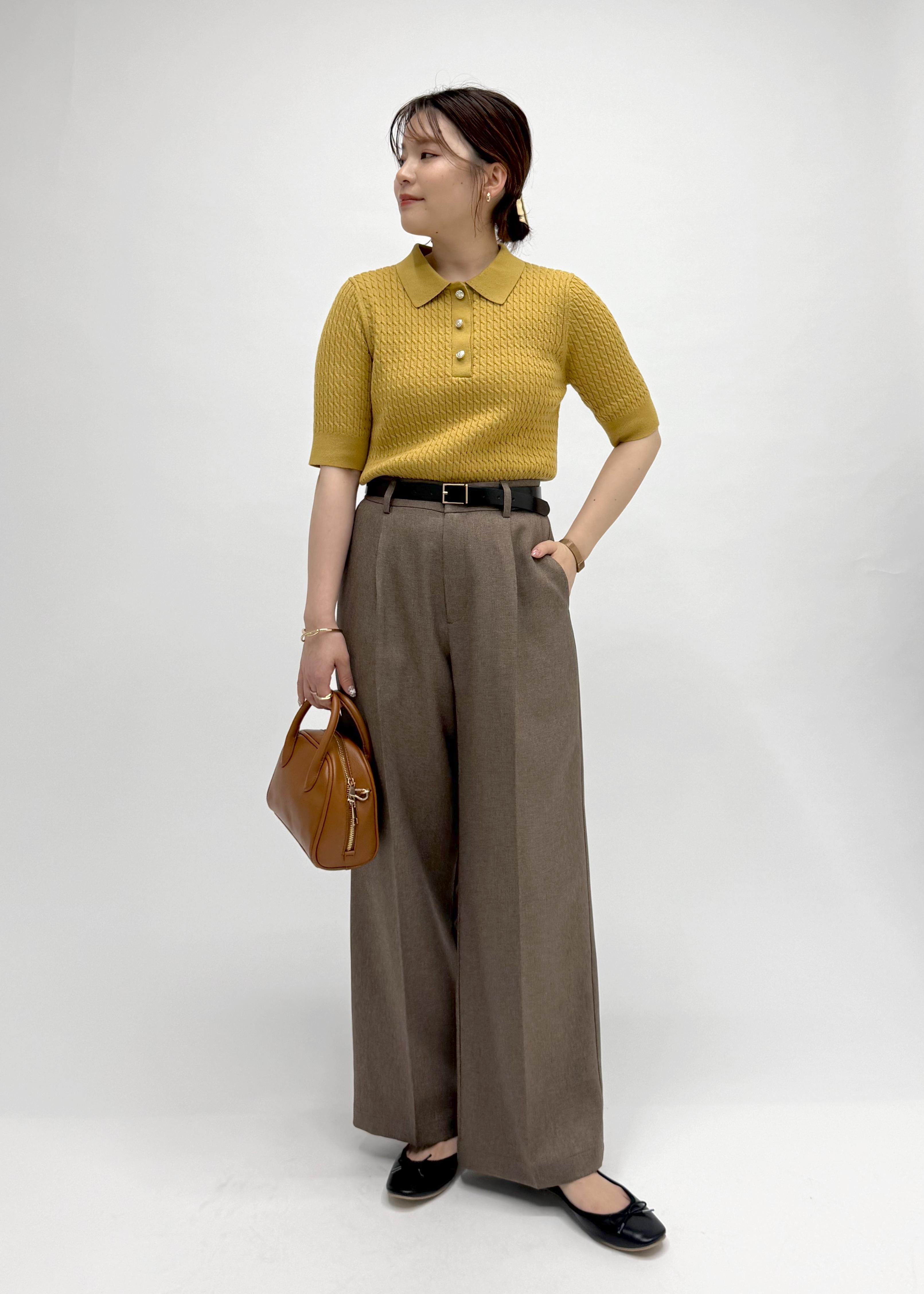 ROPE' PICNICのミニケーブルハーフスリーブニットポロシャツを使ったコーディネートを紹介します。｜Rakuten Fashion(楽天ファッション／旧楽天ブランドアベニュー)6117333