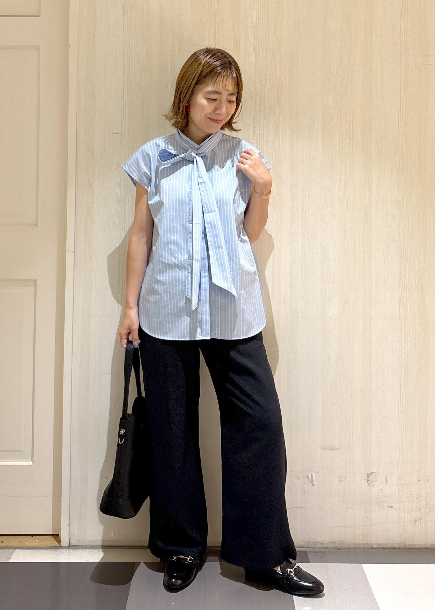 ROPE' PICNICの【防シワ】リボンフレンチスリーブシャツを使ったコーディネートを紹介します。｜Rakuten Fashion(楽天ファッション／旧楽天ブランドアベニュー)6117466