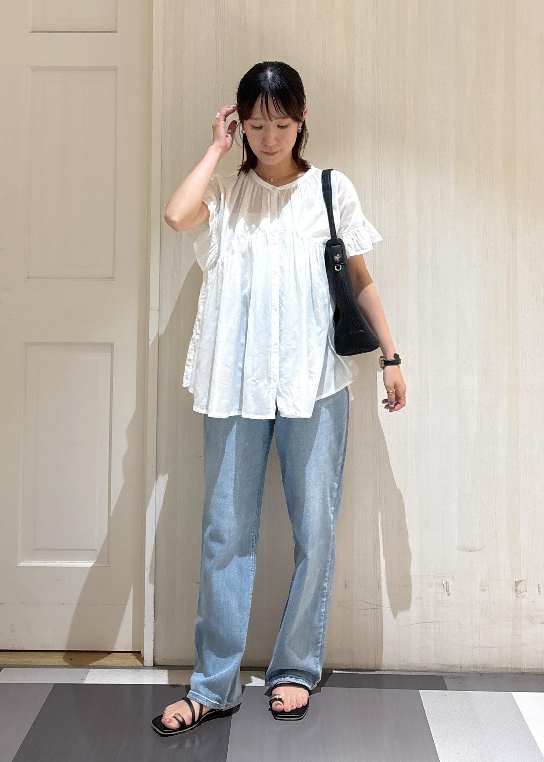 ROPE' PICNICのコットンボイルギャザーブラウス/リンクコーデを使ったコーディネートを紹介します。｜Rakuten Fashion(楽天ファッション／旧楽天ブランドアベニュー)6117470