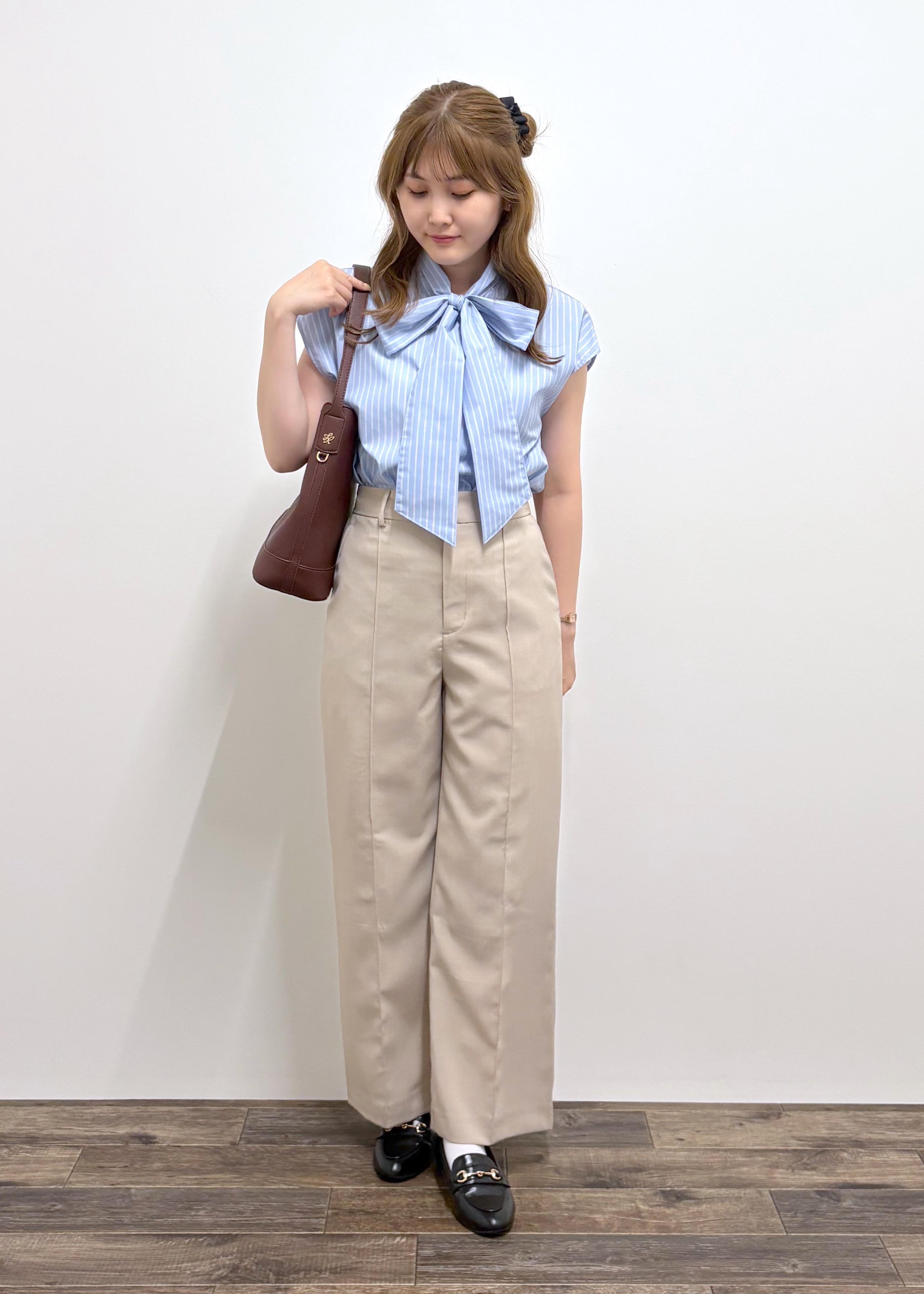 ROPE' PICNICの【防シワ】リボンフレンチスリーブシャツを使ったコーディネートを紹介します。｜Rakuten Fashion(楽天ファッション／旧楽天ブランドアベニュー)6117518