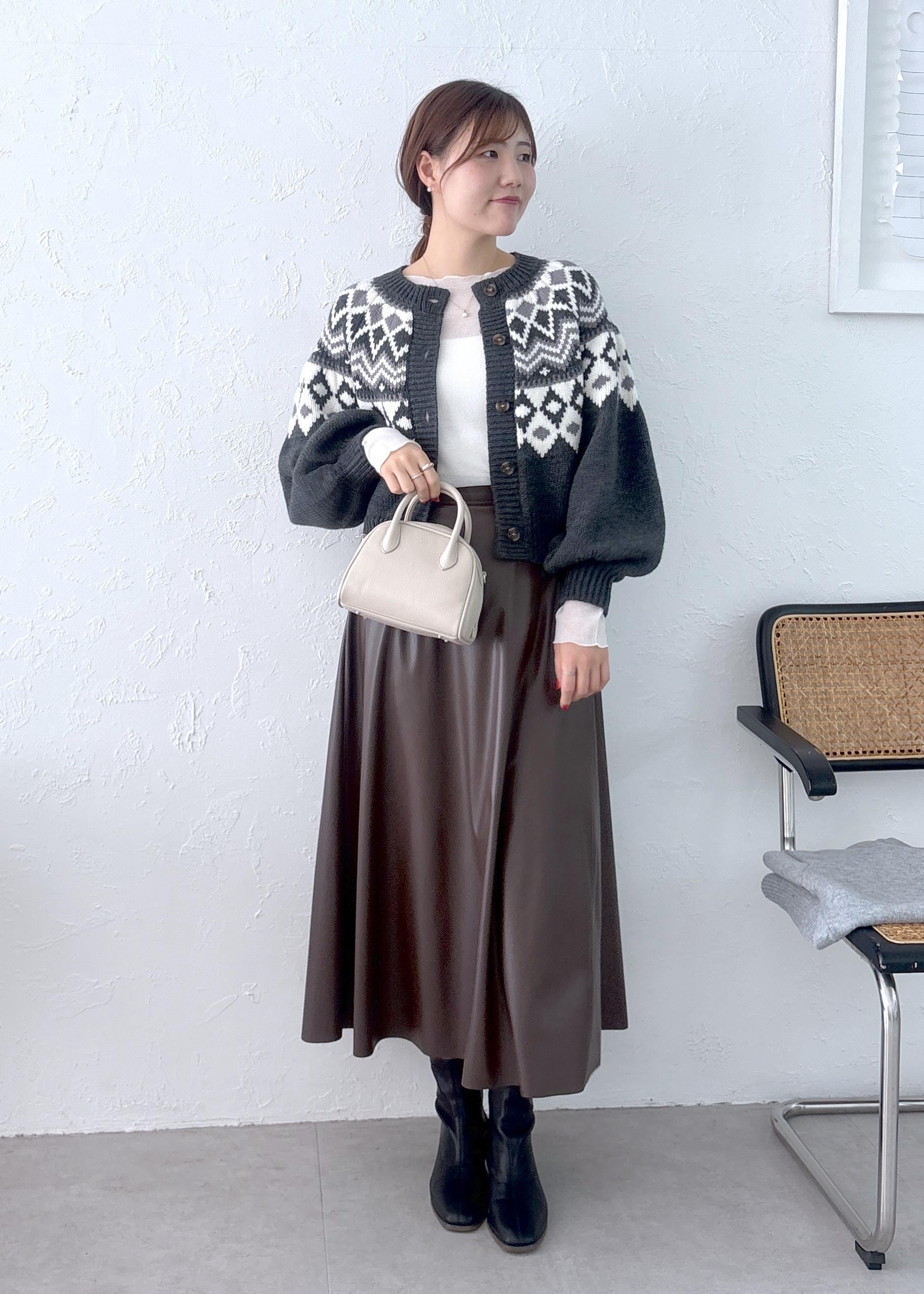 ROPE' PICNICの求心柄ボリュームスリーブカーディガン/イージーケアを使ったコーディネートを紹介します。｜Rakuten Fashion(楽天ファッション／旧楽天ブランドアベニュー)6117442