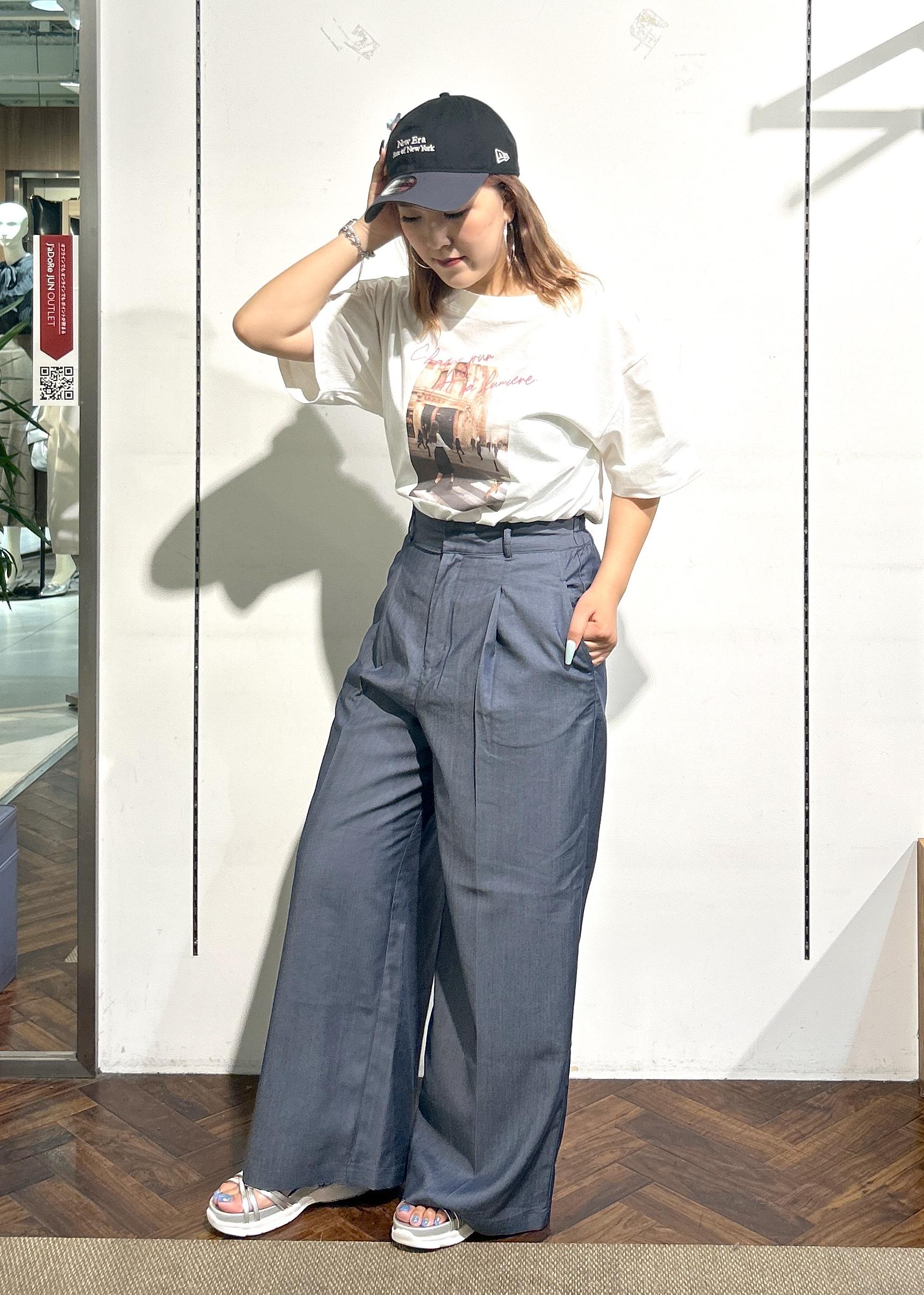 ROPE' PICNICのオフショルプリントハーフスリーブTシャツを使ったコーディネートを紹介します。｜Rakuten Fashion(楽天ファッション／旧楽天ブランドアベニュー)6117541