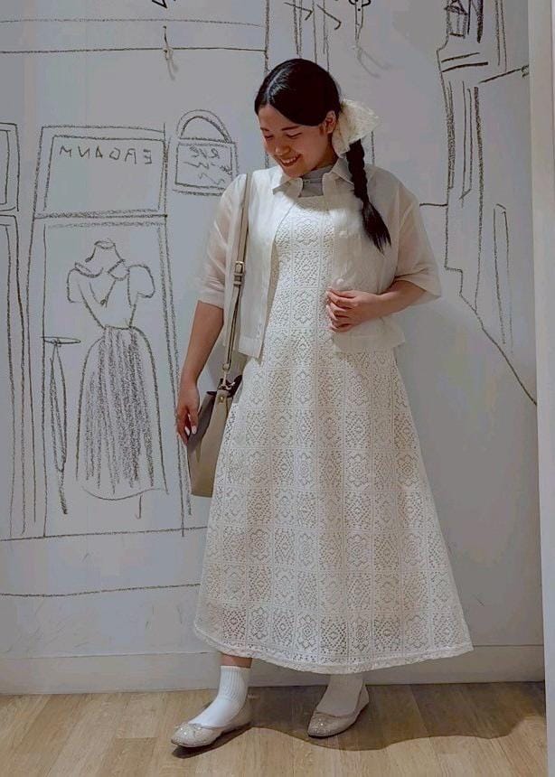 ROPE' PICNICのレーシーフレンチサマーニットを使ったコーディネートを紹介します。｜Rakuten Fashion(楽天ファッション／旧楽天ブランドアベニュー)6117582