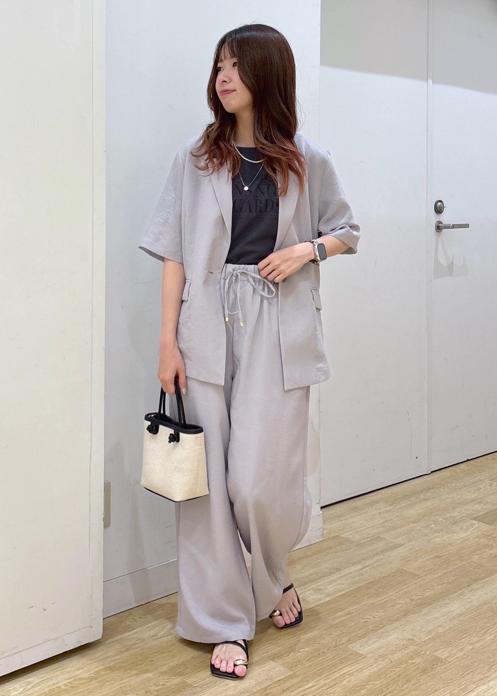 ROPE' PICNICの【接触冷感・吸水速乾・防シワ】エフォートレスリラックスハーフスリーブジャケットを使ったコーディネートを紹介します。｜Rakuten Fashion(楽天ファッション／旧楽天ブランドアベニュー)6117585