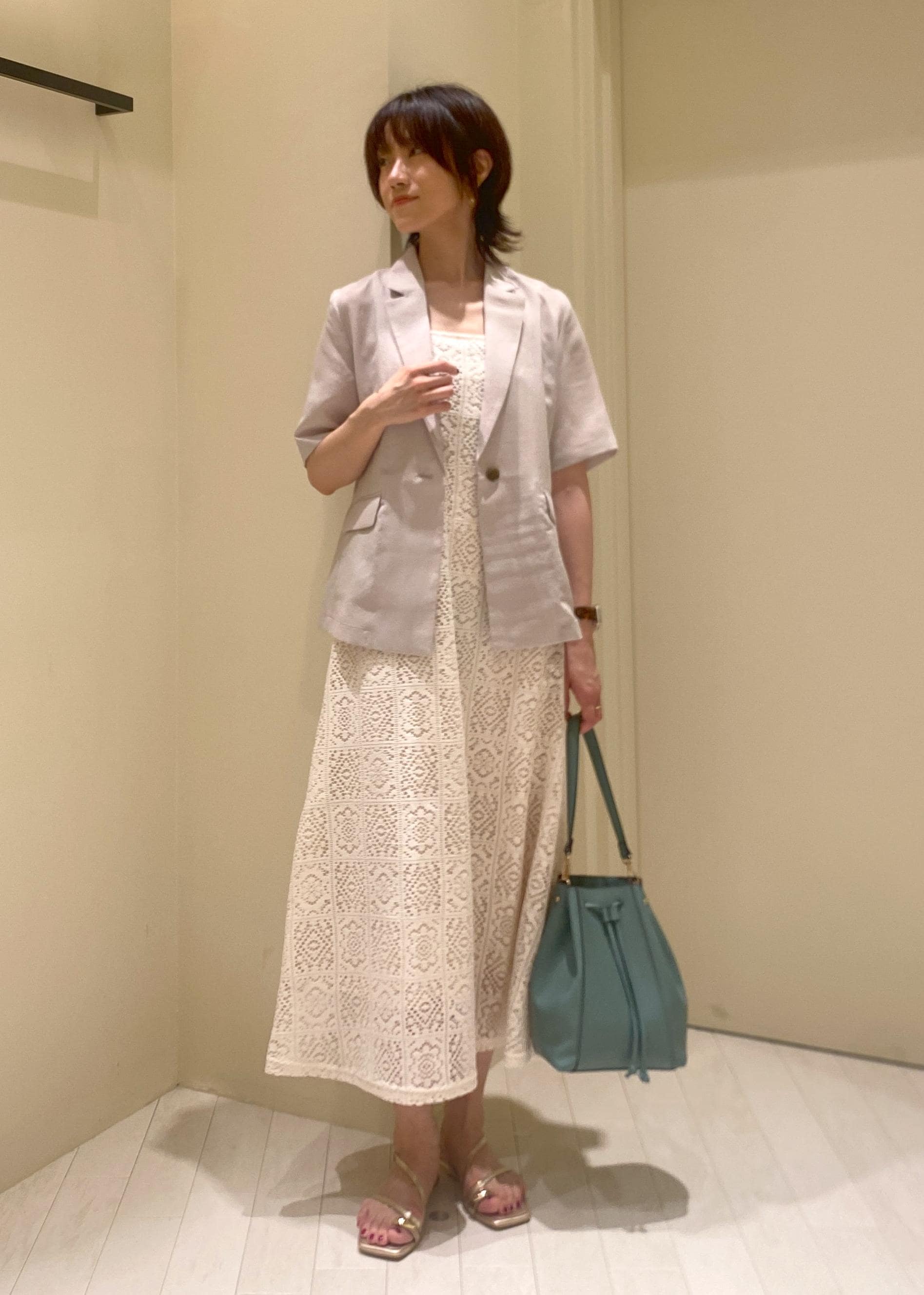 ROPE' PICNICの幾何学レースワンピースを使ったコーディネートを紹介します。｜Rakuten Fashion(楽天ファッション／旧楽天ブランドアベニュー)6117711