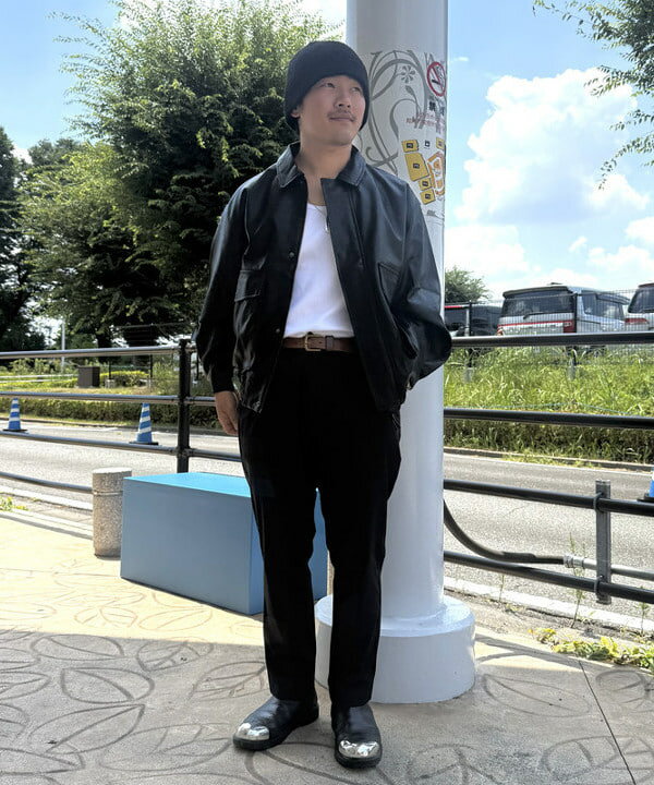 BEAMS HEARTのBEAMS HEART｜クラシック フェイクレザー ブルゾン｜メンズ アウター ジャケット｜合成皮革 リラックスフィット ヴィンテージ風｜秋冬を使ったコーディネートを紹介します。｜Rakuten Fashion(楽天ファッション／旧楽天ブランドアベニュー)6035539