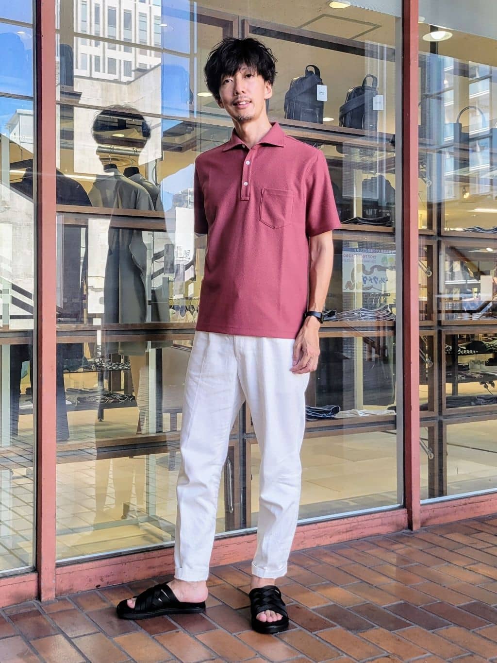 TAKEO KIKUCHIの【尾州織】メランジメッシュ ポロシャツを使ったコーディネートを紹介します。｜Rakuten Fashion(楽天ファッション／旧楽天ブランドアベニュー)6042846