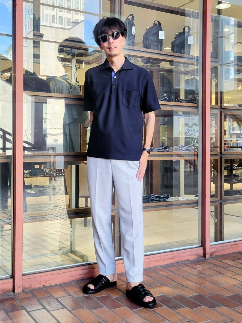 TAKEO KIKUCHIの【抗菌防臭/9色5サイズ展開】ハニカムメランジ ポロシャツを使ったコーディネートを紹介します。｜Rakuten Fashion(楽天ファッション／旧楽天ブランドアベニュー)6042848