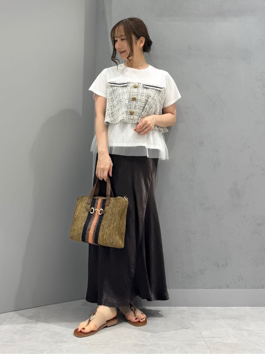 Vinのツイードドッキングトップスを使ったコーディネートを紹介します。｜Rakuten Fashion(楽天ファッション／旧楽天ブランドアベニュー)6044745