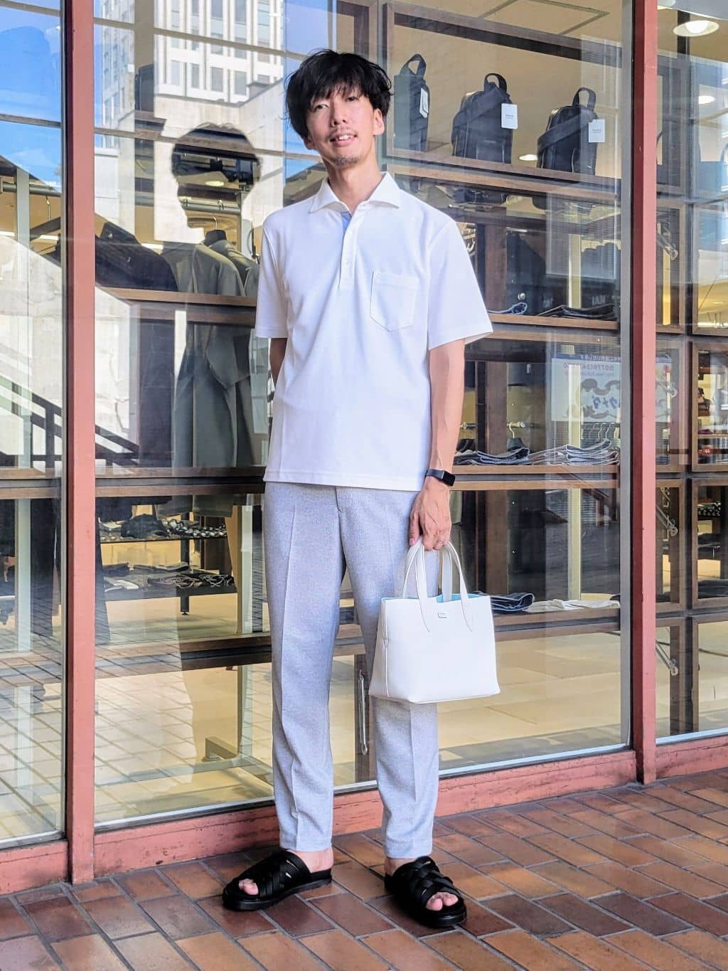 TAKEO KIKUCHIの【抗菌防臭/9色5サイズ展開】ハニカムメランジ ポロシャツを使ったコーディネートを紹介します。｜Rakuten Fashion(楽天ファッション／旧楽天ブランドアベニュー)6045776