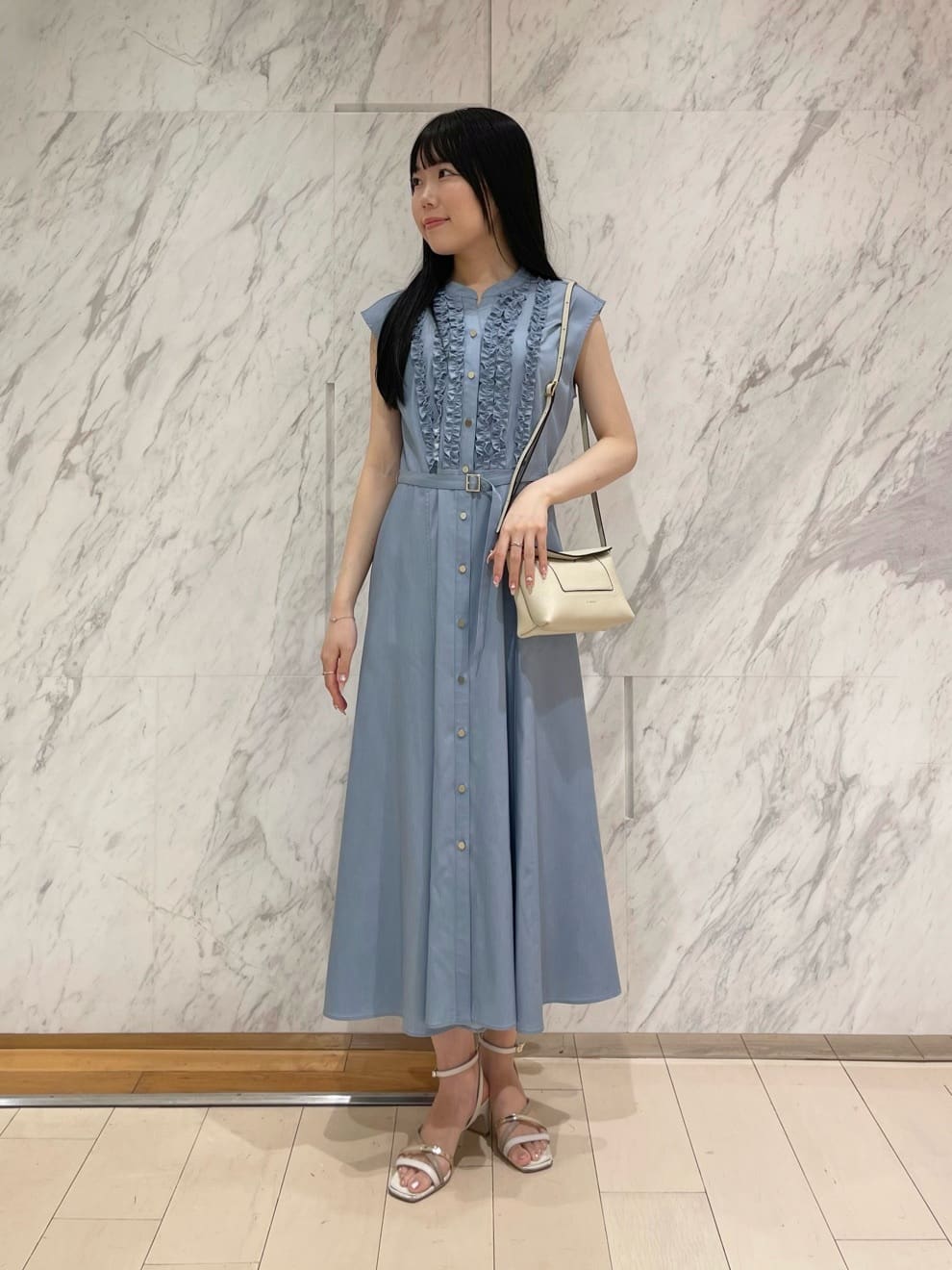 ANAYI | デニムライクツイルフリルワンピース | Rakuten Fashion(楽天