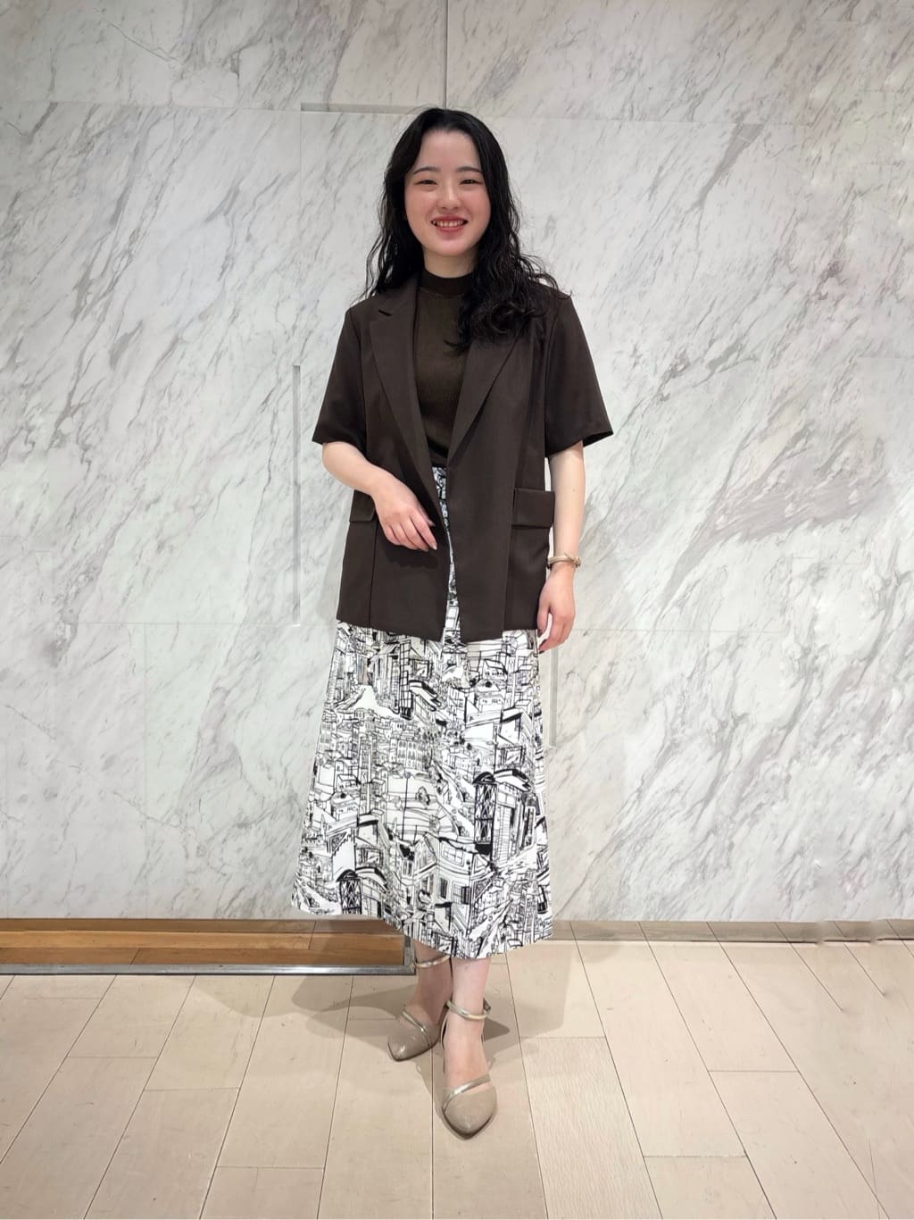 ANAYI | シティスケーププリントAライン スカート | Rakuten Fashion