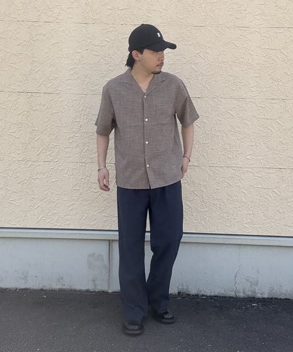 BEAMS HEARTのポリメランジ オープンカラーシャツ(吸水速乾)を使ったコーディネートを紹介します。｜Rakuten Fashion(楽天ファッション／旧楽天ブランドアベニュー)6052443