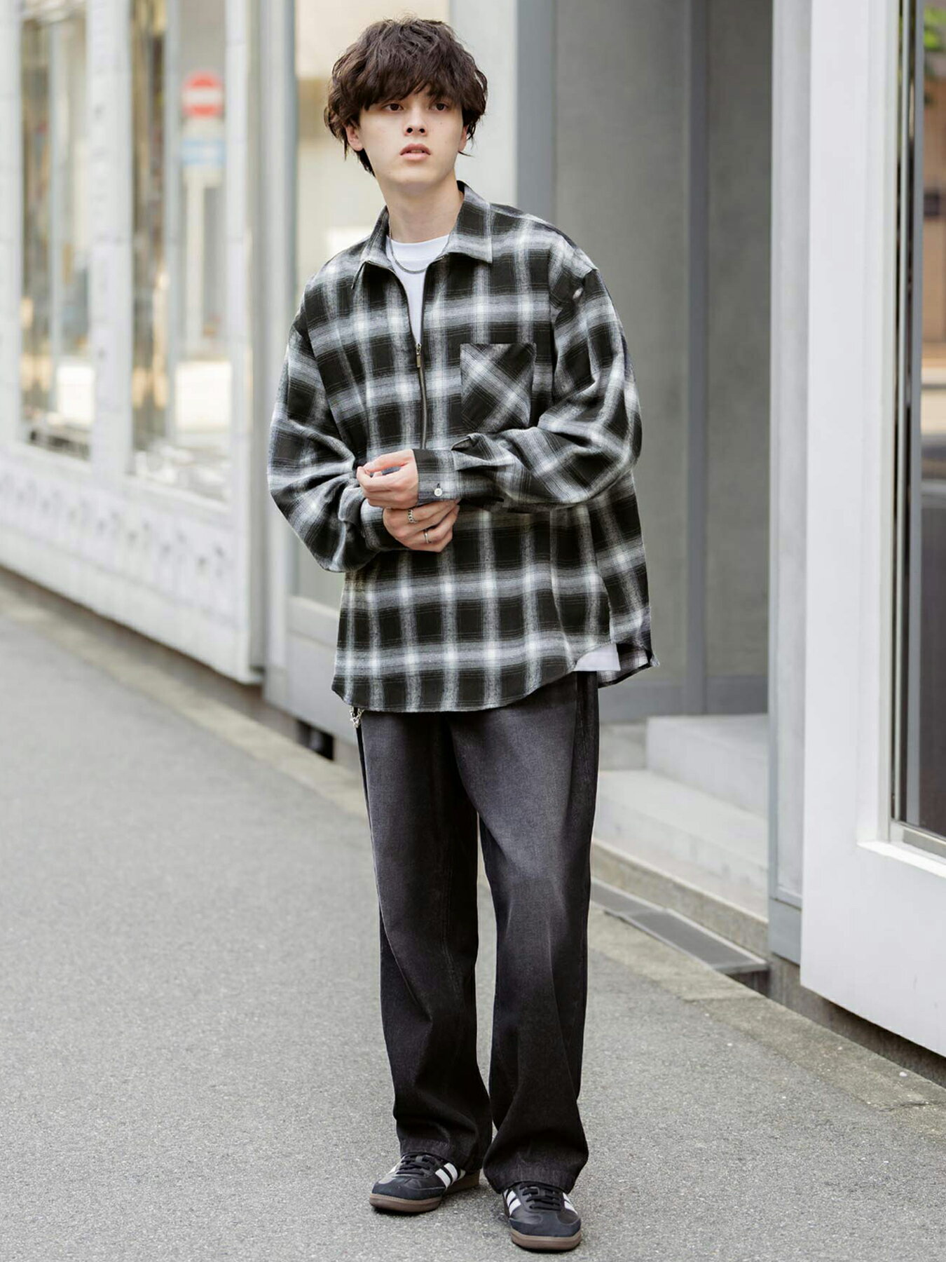 Rocky Monroe | ハーフZIPオーバーサイズチェックシャツ | Rakuten