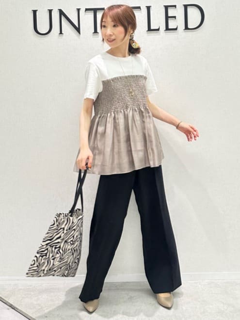 UNTITLEDの【コットン100/洗える/Tシャツ】シャーリングドッキング