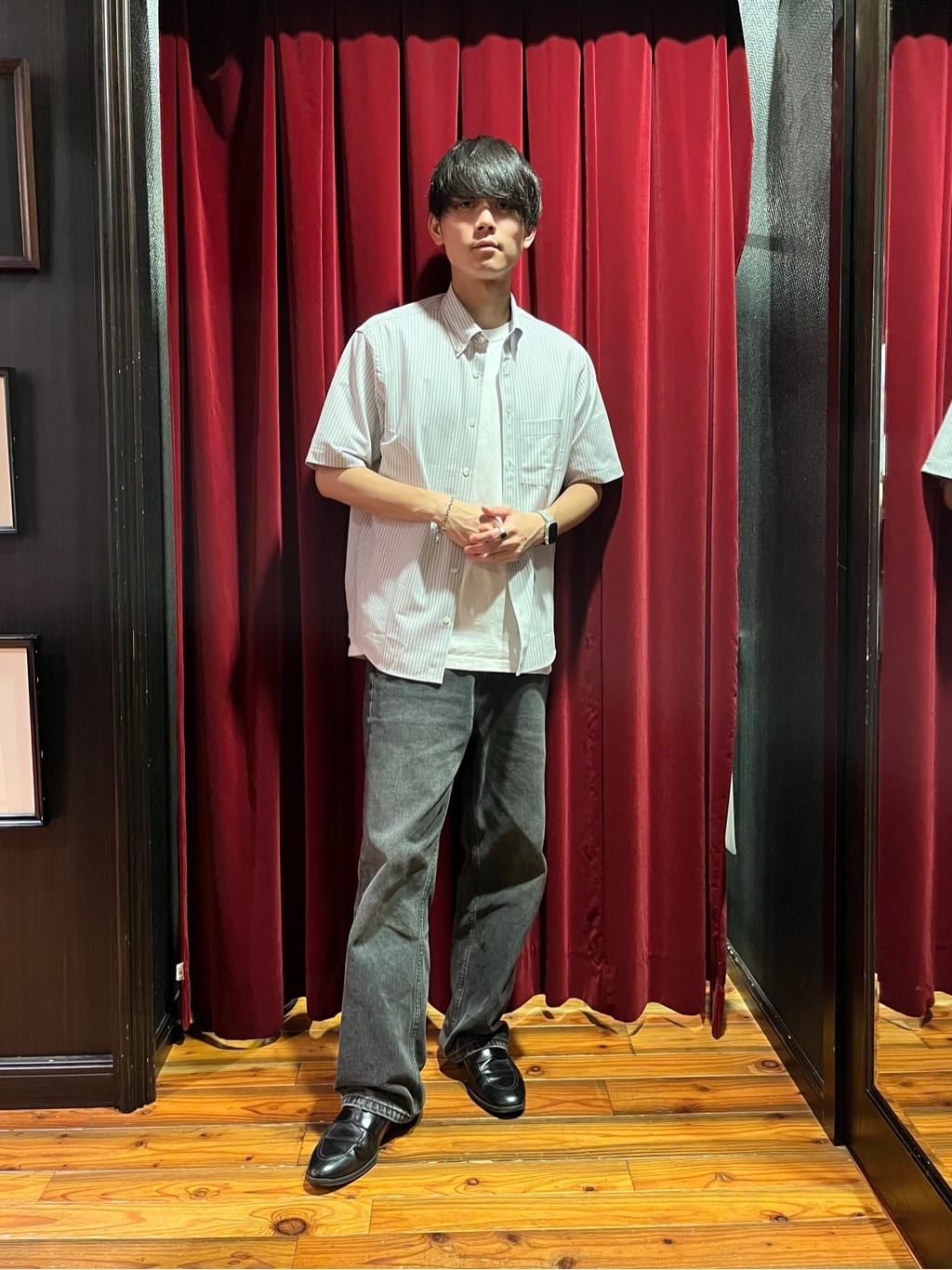 TAKEO KIKUCHIの【COOL CITY WEAR】ストライプジャージ ボタンダウンシャツ /接触冷感を使ったコーディネートを紹介します。｜Rakuten Fashion(楽天ファッション／旧楽天ブランドアベニュー)6066326