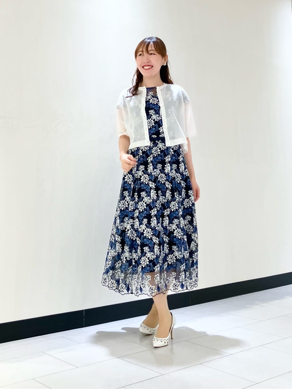 ANAYI | フラワーチュールボートネックワンピース | Rakuten Fashion