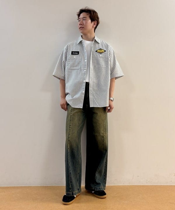 BEAMS HEARTのGMS ストライプ オックス ワークシャツを使ったコーディネートを紹介します。｜Rakuten Fashion(楽天ファッション／旧楽天ブランドアベニュー)6081126