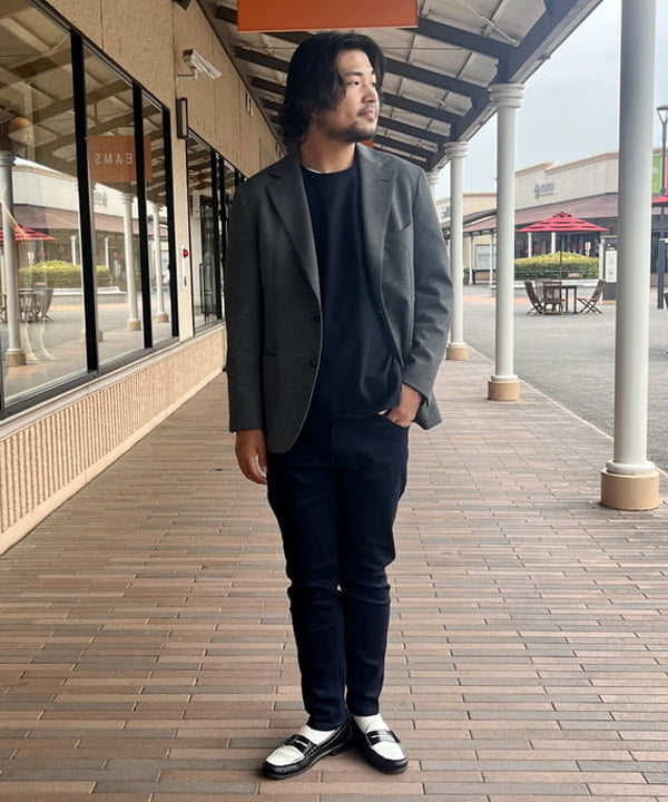 BEAMS HEARTのニットハニカム 3ボタン ジャケット(S~XXL)を使ったコーディネートを紹介します。｜Rakuten Fashion(楽天ファッション／旧楽天ブランドアベニュー)6081283