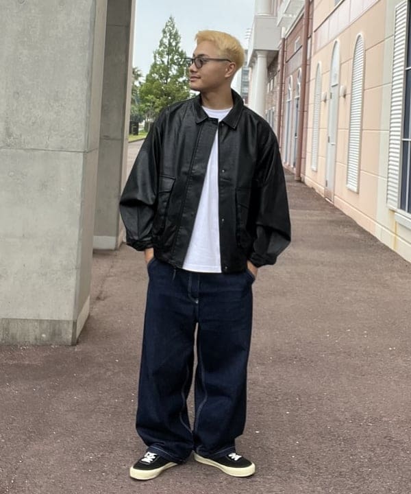 BEAMS HEARTのBEAMS HEART｜クラシック フェイクレザー ブルゾン｜メンズ アウター ジャケット｜合成皮革 リラックスフィット ヴィンテージ風｜秋冬を使ったコーディネートを紹介します。｜Rakuten Fashion(楽天ファッション／旧楽天ブランドアベニュー)6081490