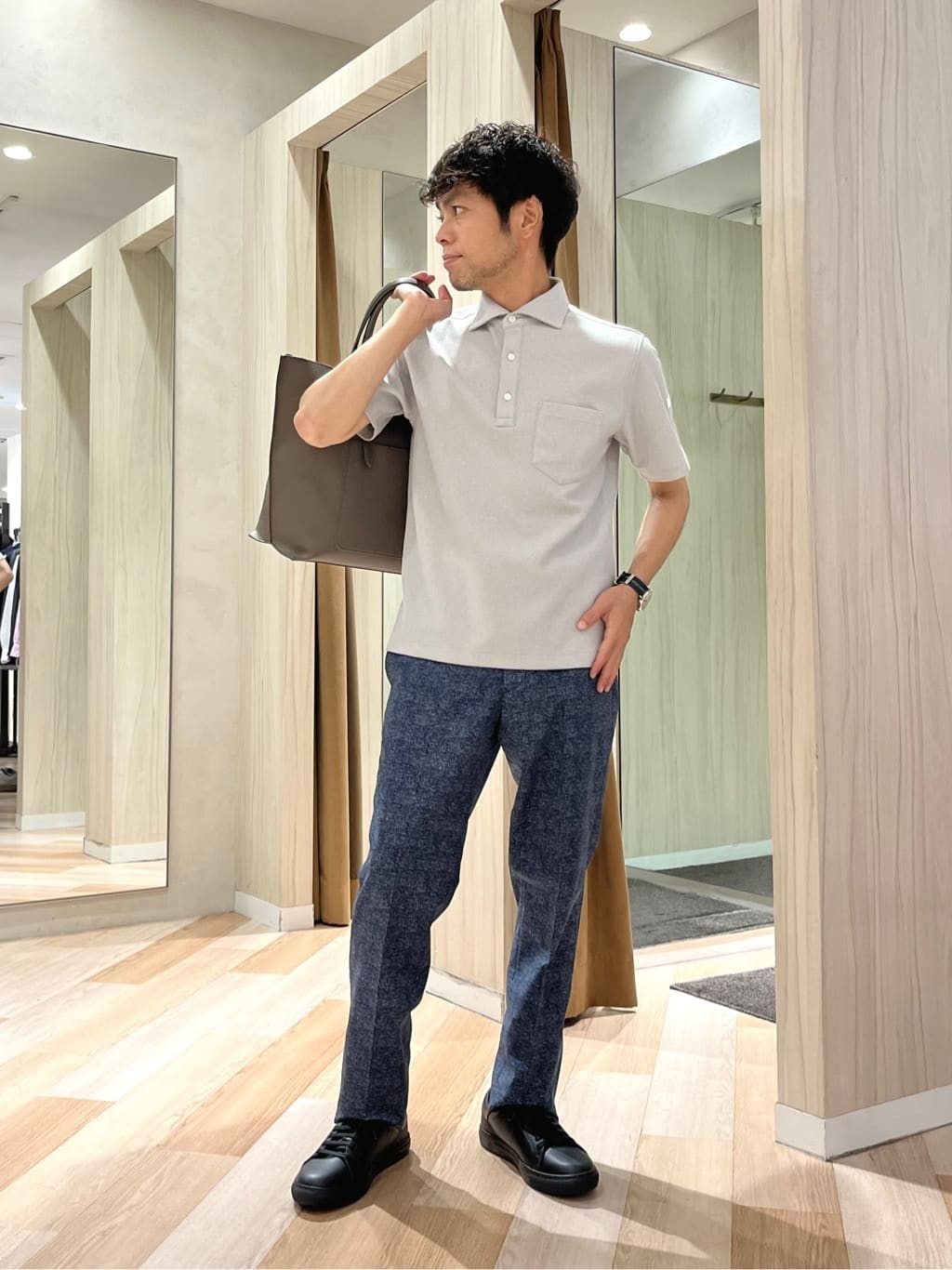 TAKEO KIKUCHIの【尾州織】メランジメッシュ ポロシャツを使ったコーディネートを紹介します。｜Rakuten Fashion(楽天ファッション／旧楽天ブランドアベニュー)6081858