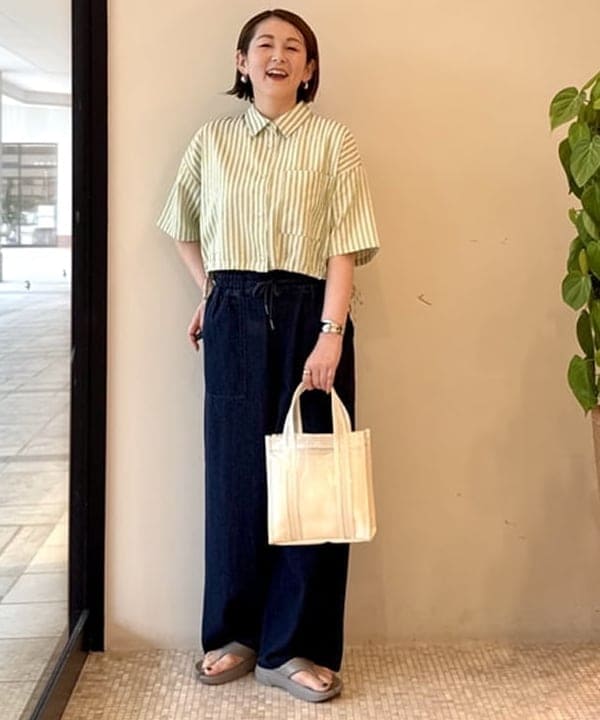 BEAMS HEARTのストライプ柄 ドロスト ハーフスリーブシャツを使ったコーディネートを紹介します。｜Rakuten Fashion(楽天ファッション／旧楽天ブランドアベニュー)6096145