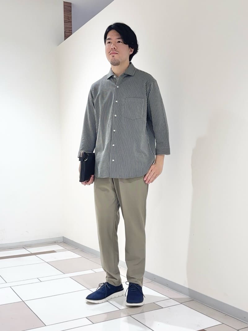 TAKEO KIKUCHIの【抗菌防臭/7分袖】サッカージャージ ストライプシャツを使ったコーディネートを紹介します。｜Rakuten Fashion(楽天ファッション／旧楽天ブランドアベニュー)6099443