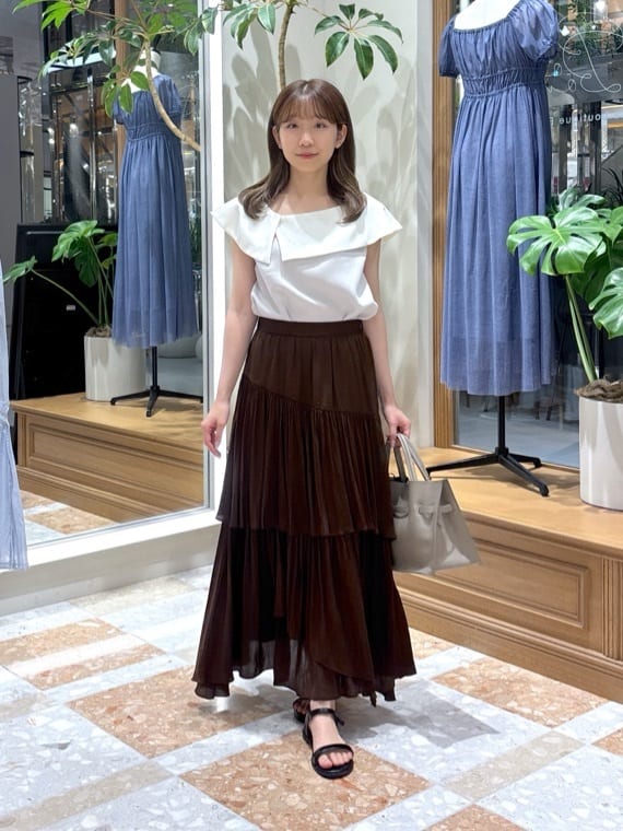 アニュアンス anuans プレイドティアードスカート （BEIGE） セールプレイドティアードスカート（スカート）｜anuans（ア