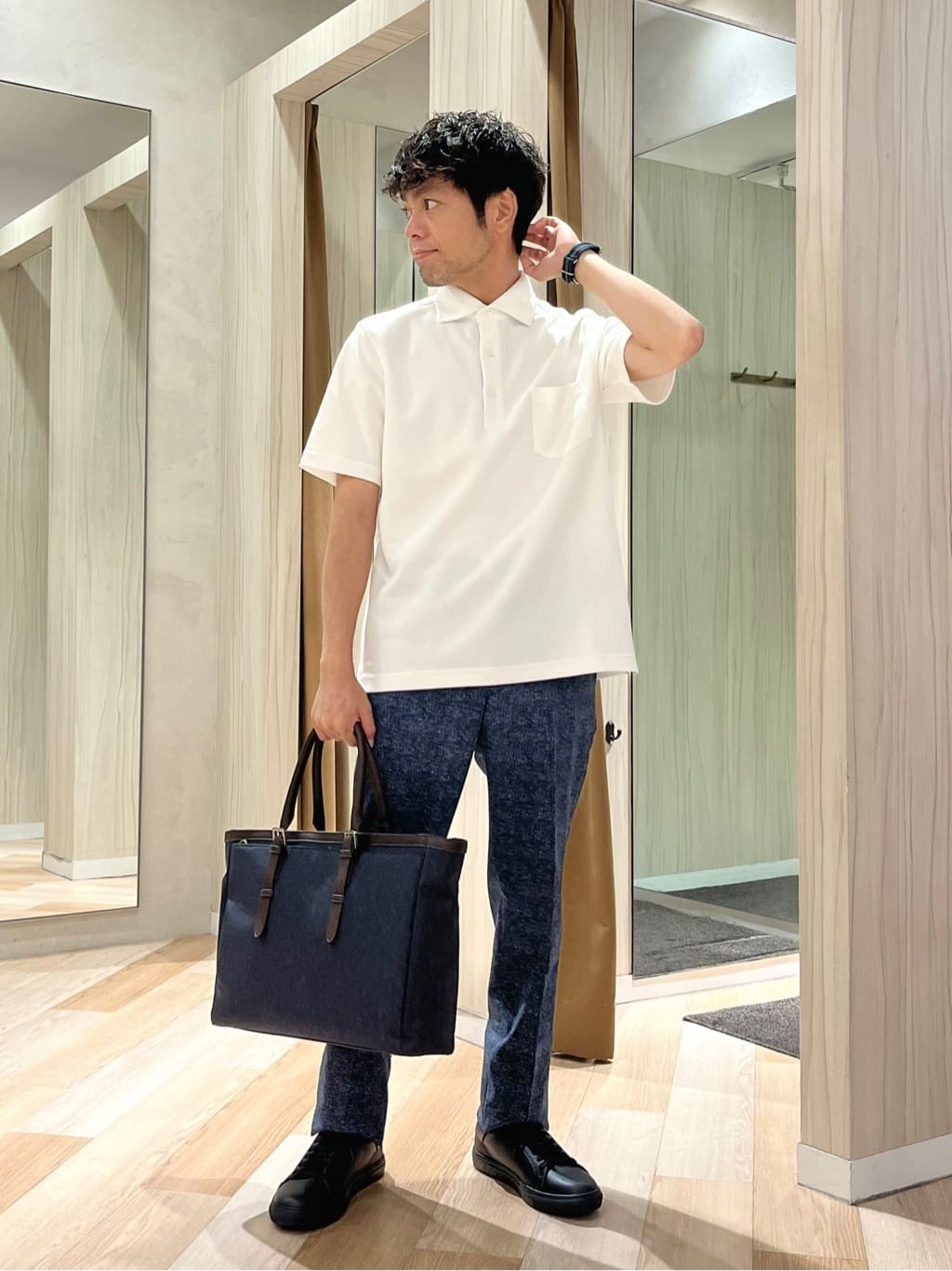 TAKEO KIKUCHIの【抗菌防臭/9色5サイズ展開】ハニカムメランジ ポロシャツを使ったコーディネートを紹介します。｜Rakuten Fashion(楽天ファッション／旧楽天ブランドアベニュー)6103400