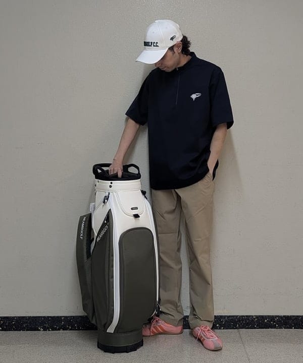 BEAMS GOLF | ORANGE LABEL / ハーフジップ 裾ドローコード モック