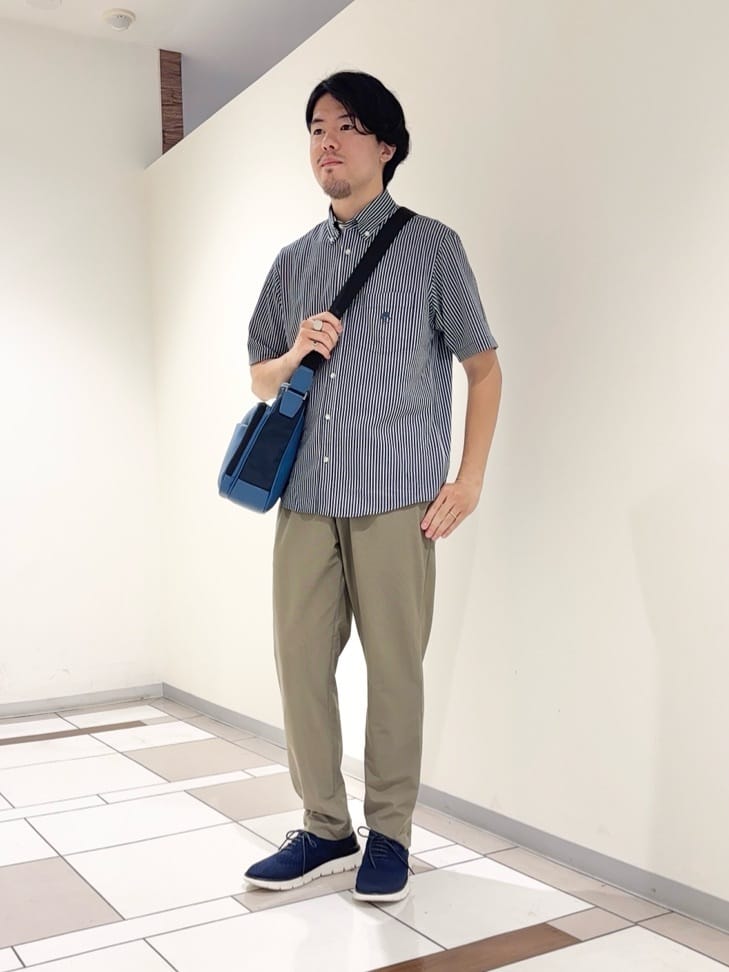 TAKEO KIKUCHIの【COOL CITY WEAR】ストライプジャージ ボタンダウンシャツ /接触冷感を使ったコーディネートを紹介します。｜Rakuten Fashion(楽天ファッション／旧楽天ブランドアベニュー)6118663