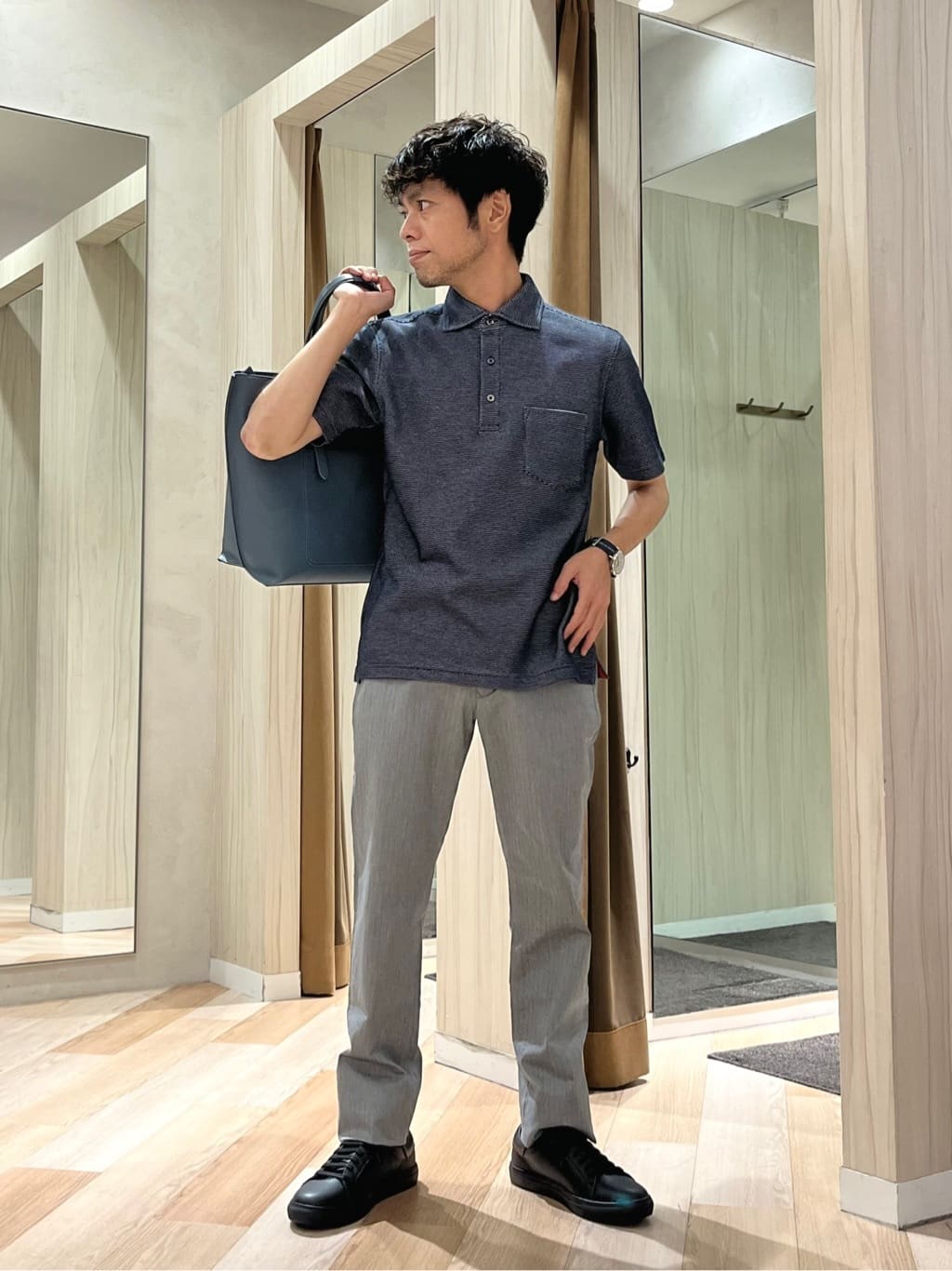 TAKEO KIKUCHIの【抗菌防臭/9色5サイズ展開】ハニカムメランジ ポロシャツを使ったコーディネートを紹介します。｜Rakuten Fashion(楽天ファッション／旧楽天ブランドアベニュー)6118665