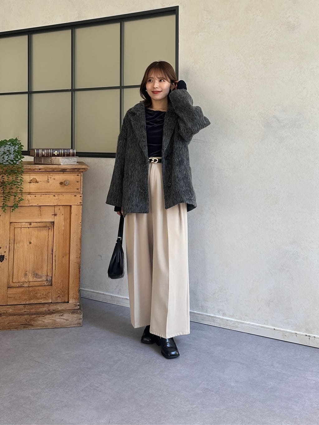 Thevon.のシャギーミドルコートを使ったコーディネート | Rakuten