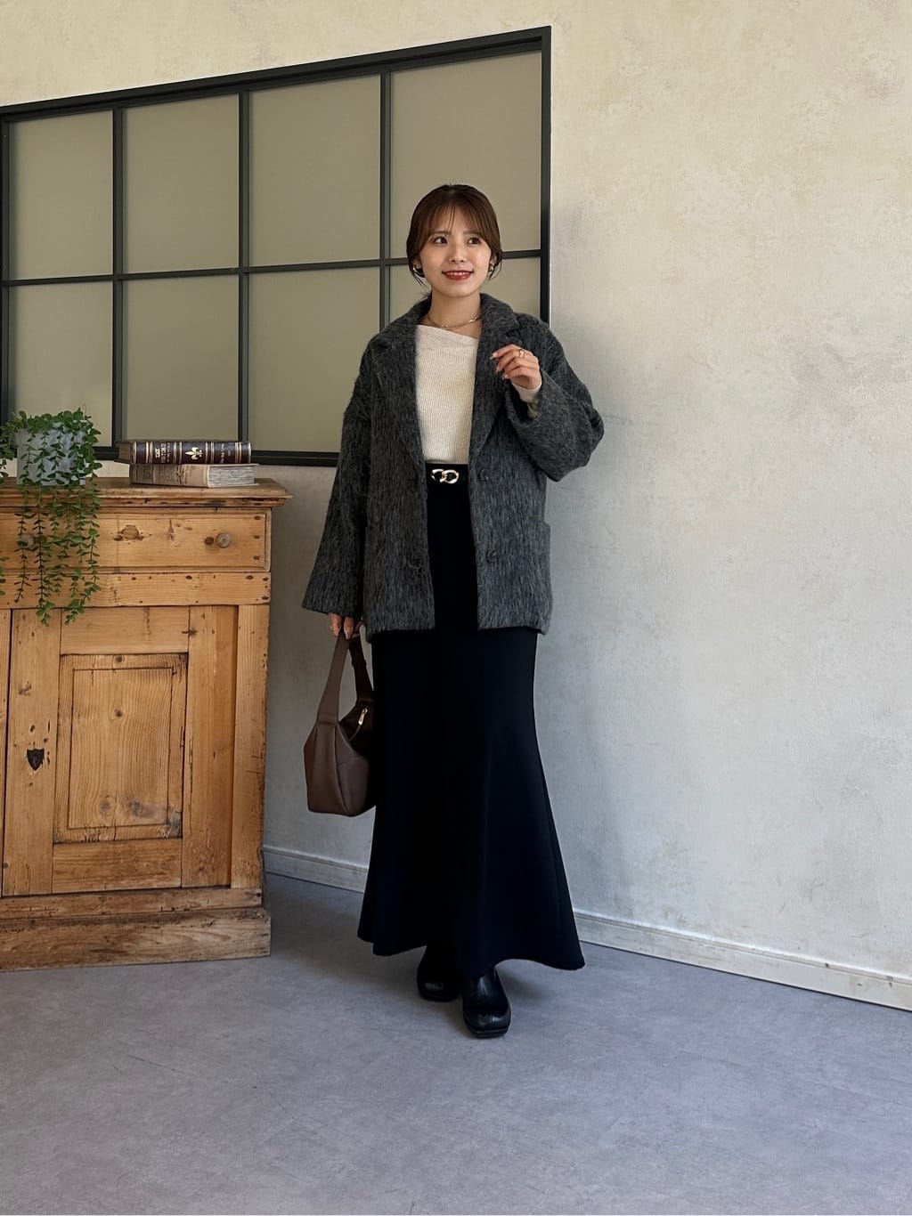 Thevon.のシャギーミドルコートを使ったコーディネート | Rakuten