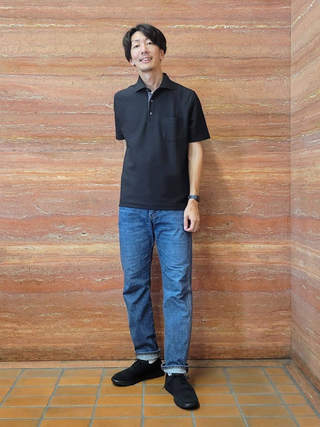 TAKEO KIKUCHIの【抗菌防臭/9色5サイズ展開】ハニカムメランジ ポロシャツを使ったコーディネートを紹介します。｜Rakuten Fashion(楽天ファッション／旧楽天ブランドアベニュー)6135828