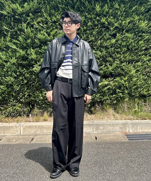 BEAMS HEARTのBEAMS HEART｜クラシック フェイクレザー ブルゾン｜メンズ アウター ジャケット｜合成皮革 リラックスフィット ヴィンテージ風｜秋冬を使ったコーディネートを紹介します。｜Rakuten Fashion(楽天ファッション／旧楽天ブランドアベニュー)6160035