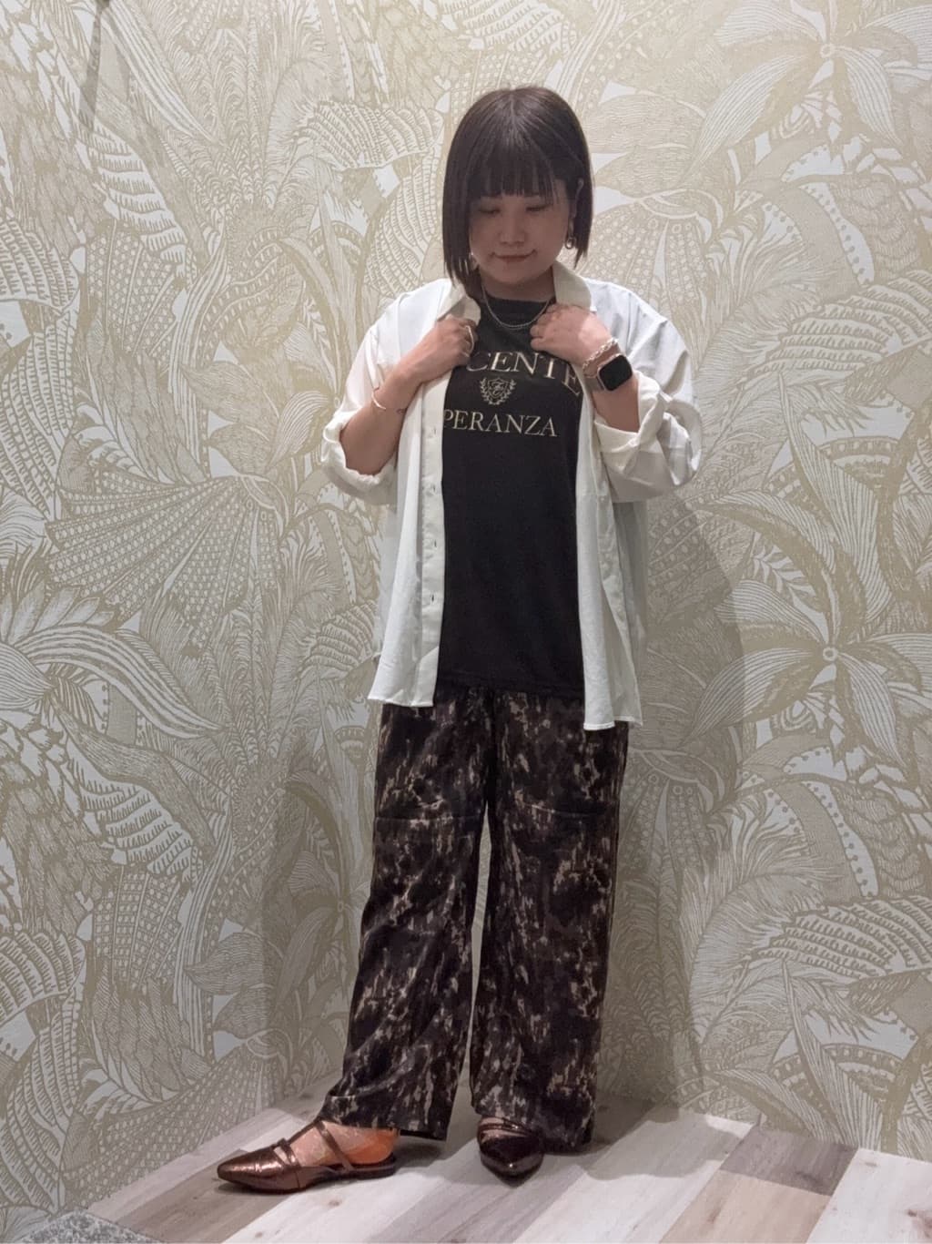 Green Parksのベロアロゴフレンチスリーブチュニックを使ったコーディネートを紹介します。｜Rakuten Fashion(楽天ファッション／旧楽天ブランドアベニュー)6161100