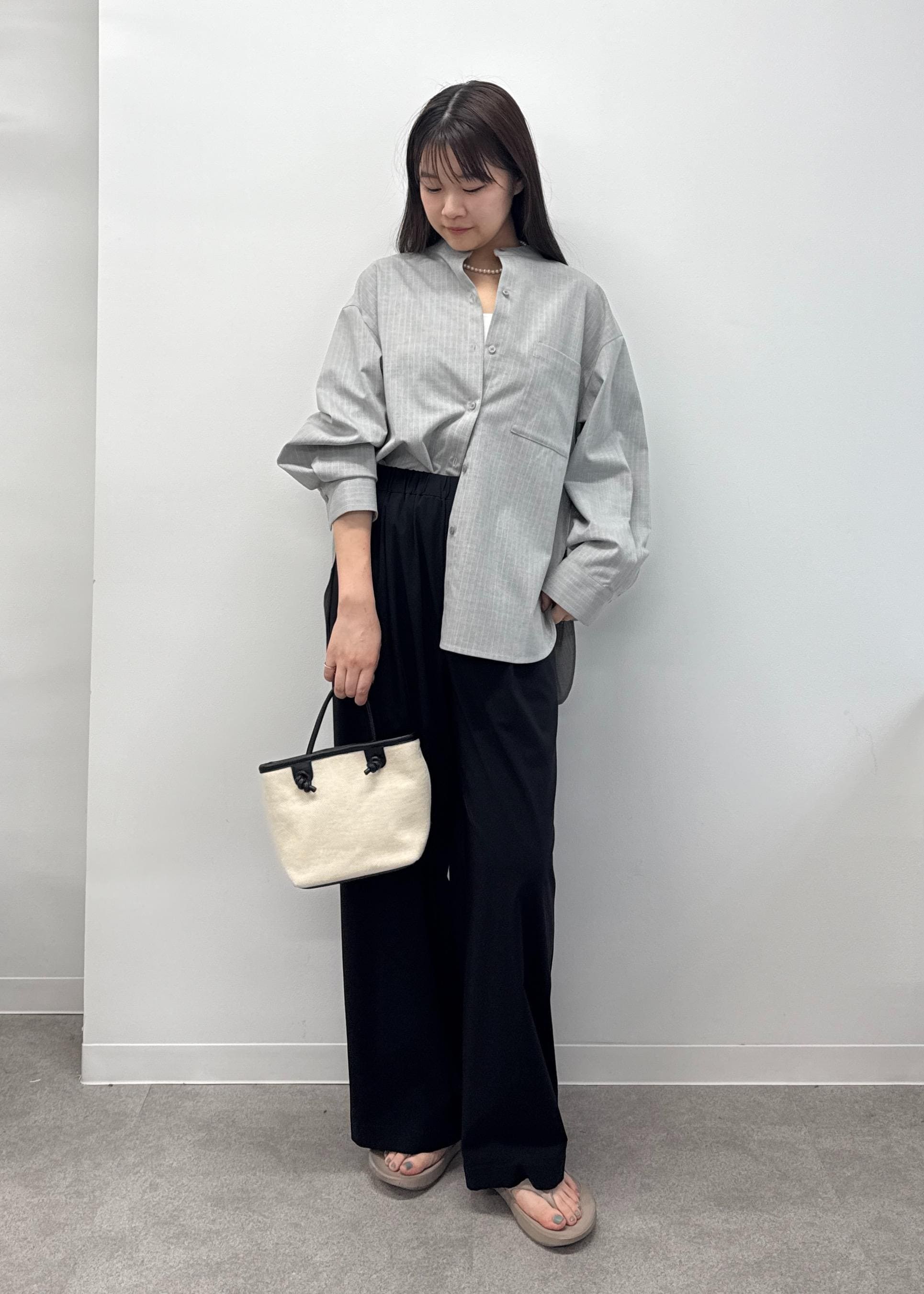 ROPE' PICNICのバンドカラーラウンドヘムストライプシャツ/セットアップ対応を使ったコーディネートを紹介します。｜Rakuten Fashion(楽天ファッション／旧楽天ブランドアベニュー)6197688