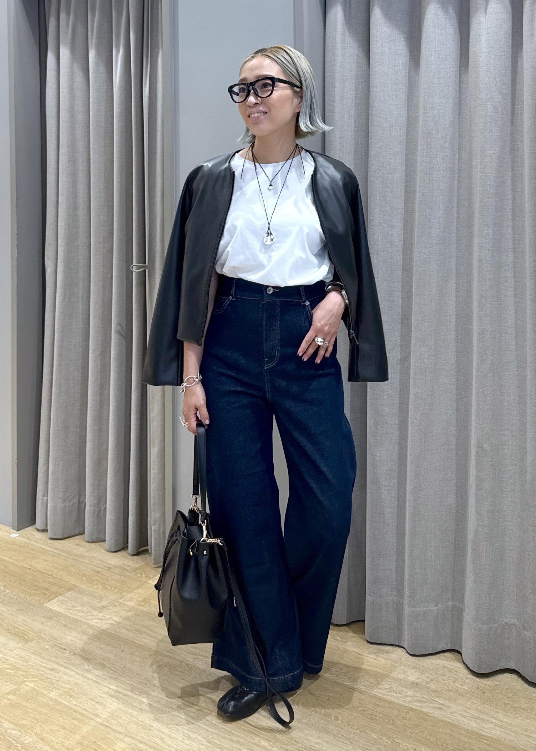 ROPE' PICNICの【花粉ガード】シンセティックレザーノーカラージャケットを使ったコーディネートを紹介します。｜Rakuten Fashion(楽天ファッション／旧楽天ブランドアベニュー)6197782