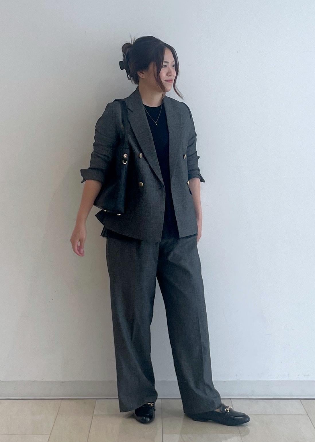 ROPE' PICNICの【低身長・小柄さんサイズ】レディハンサムシリーズ ウールライク金ボタンジャケット(半裏地)を使ったコーディネートを紹介します。｜Rakuten Fashion(楽天ファッション／旧楽天ブランドアベニュー)6210744