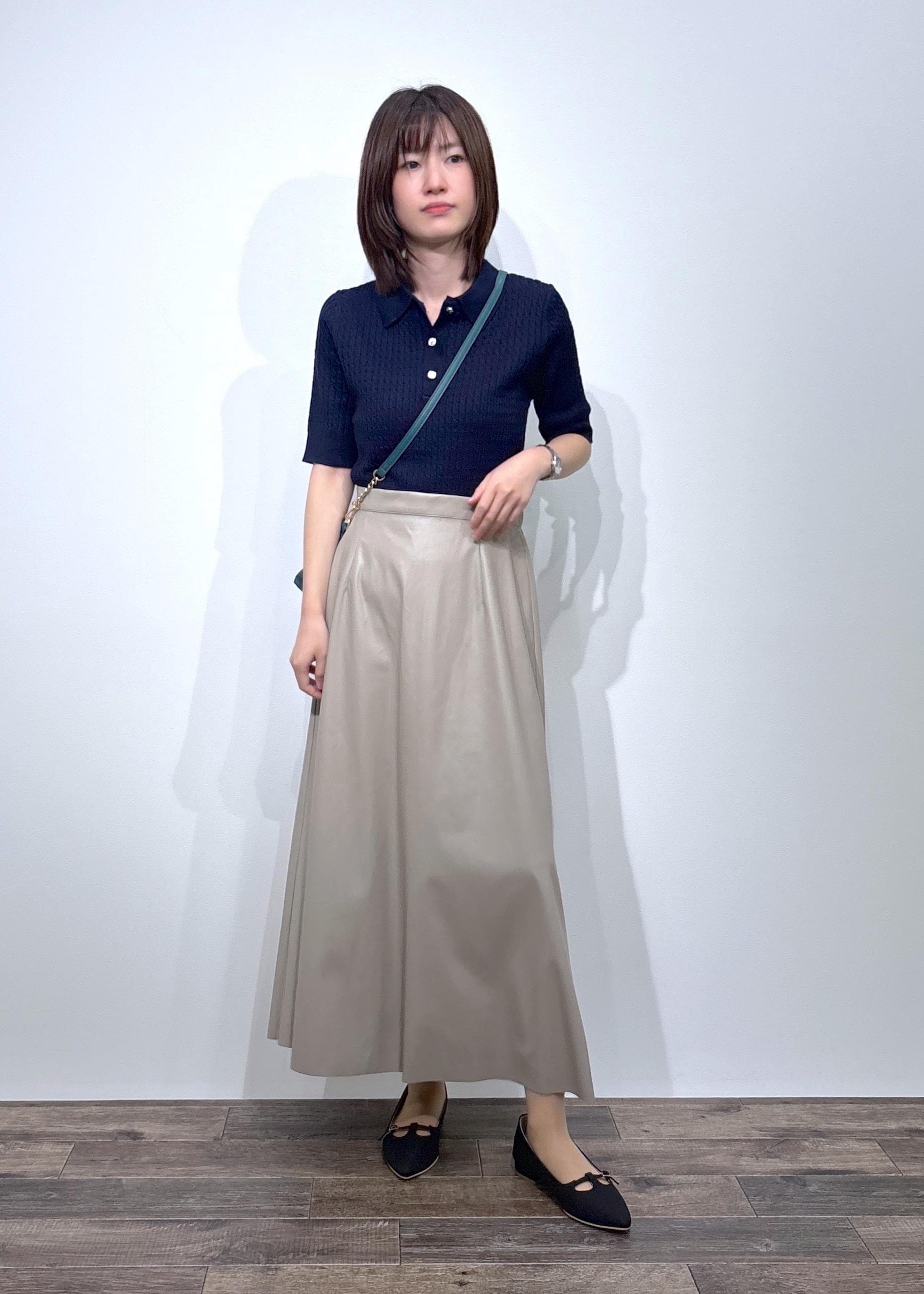 ROPE' PICNICのミニケーブルハーフスリーブニットポロシャツを使ったコーディネートを紹介します。｜Rakuten Fashion(楽天ファッション／旧楽天ブランドアベニュー)6211004