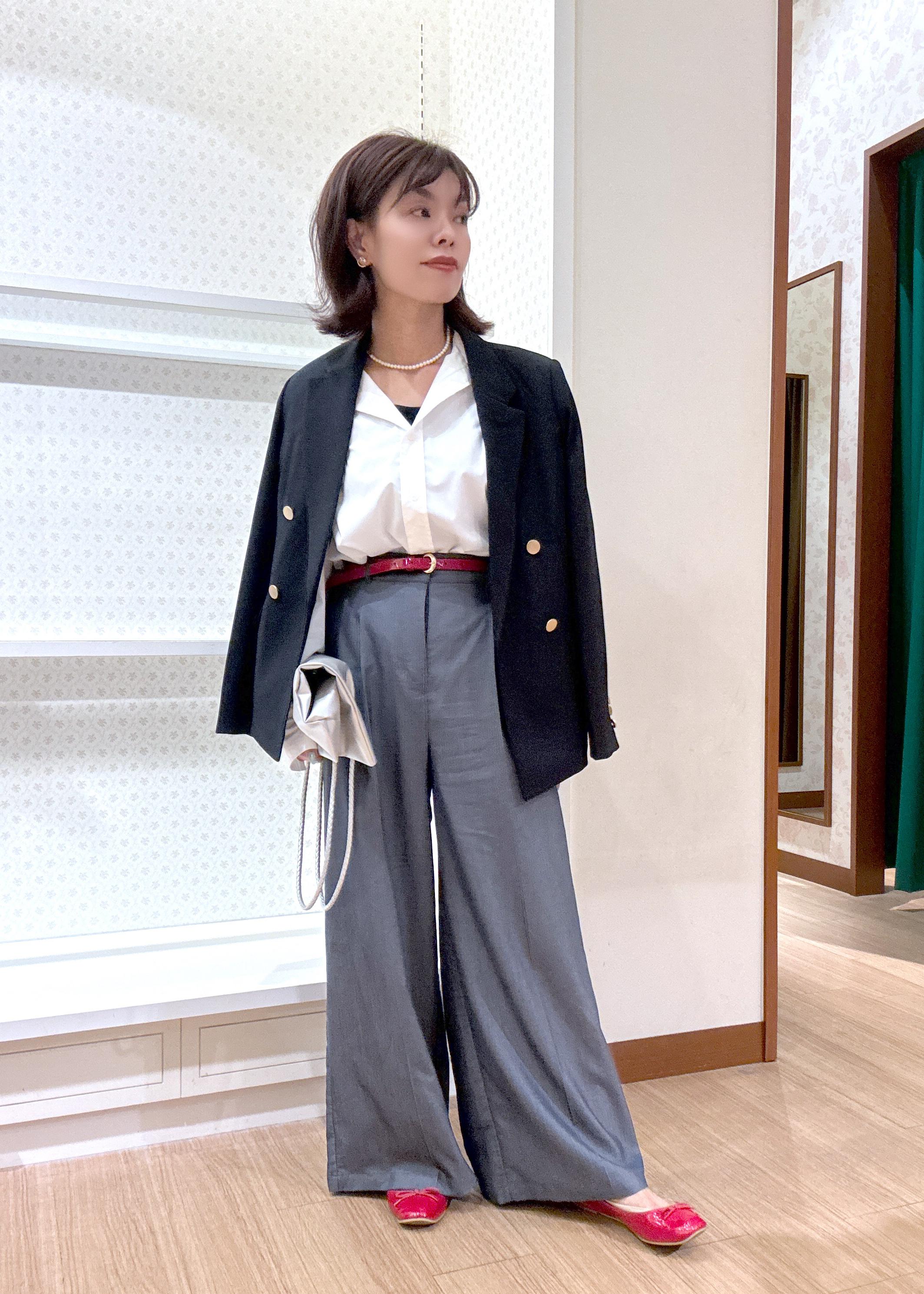 ROPE' PICNICのレディハンサムシリーズ ウールライク金ボタンジャケット(半裏地)/セットアップ・通勤対応を使ったコーディネートを紹介します。｜Rakuten Fashion(楽天ファッション／旧楽天ブランドアベニュー)6211022