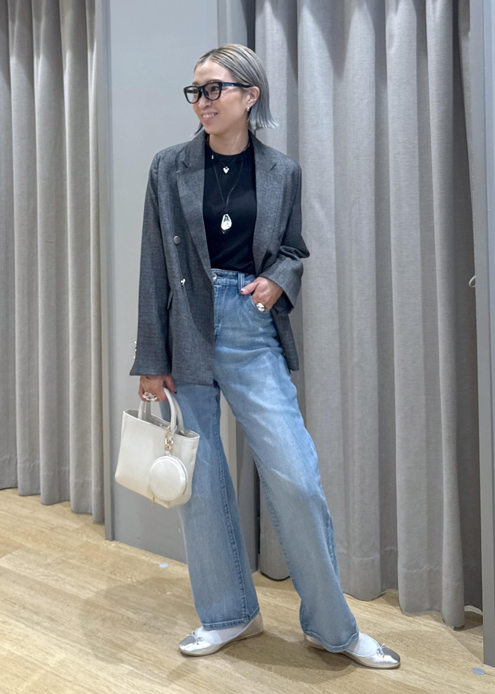 ROPE' PICNICのレディハンサムシリーズ ウールライク金ボタンジャケット(半裏地)/セットアップ・通勤対応を使ったコーディネートを紹介します。｜Rakuten Fashion(楽天ファッション／旧楽天ブランドアベニュー)6280416