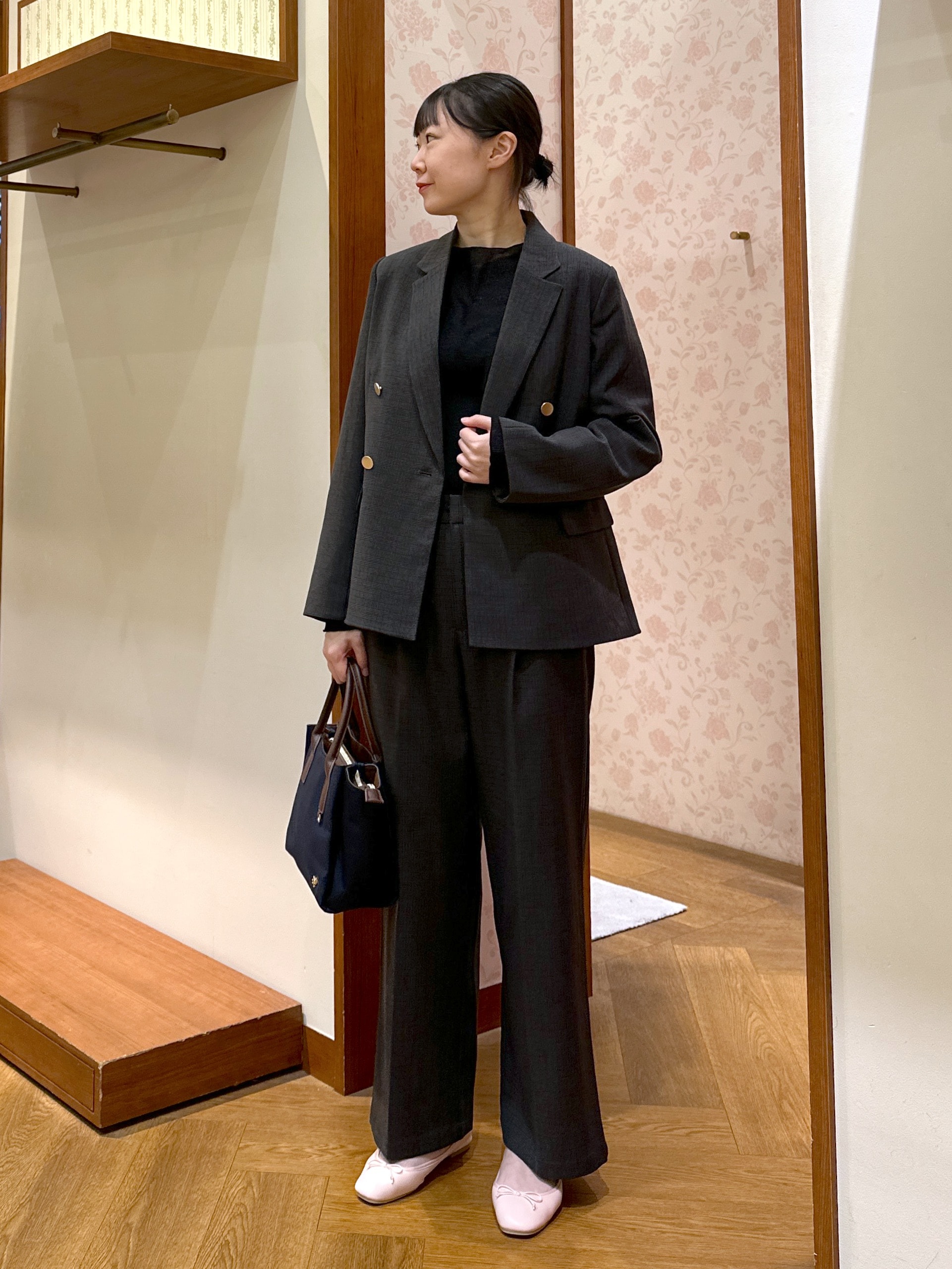 ROPE' PICNICのレディハンサムシリーズ ウールライク金ボタンジャケット(半裏地)/セットアップ・通勤対応を使ったコーディネートを紹介します。｜Rakuten Fashion(楽天ファッション／旧楽天ブランドアベニュー)6280113