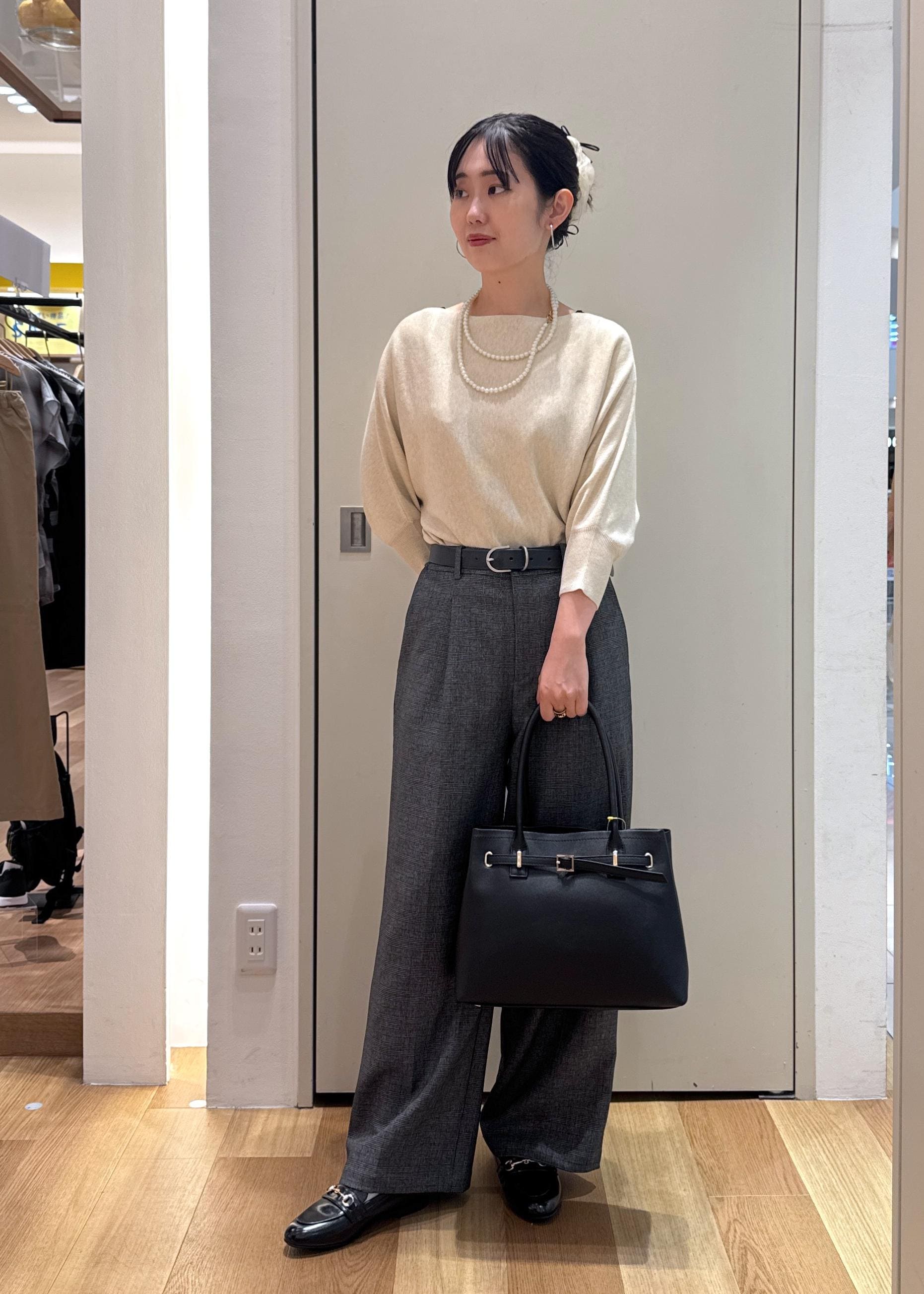 ROPE' PICNICのラメ混ドルマン7分袖ニットを使ったコーディネートを紹介します。｜Rakuten Fashion(楽天ファッション／旧楽天ブランドアベニュー)6280117