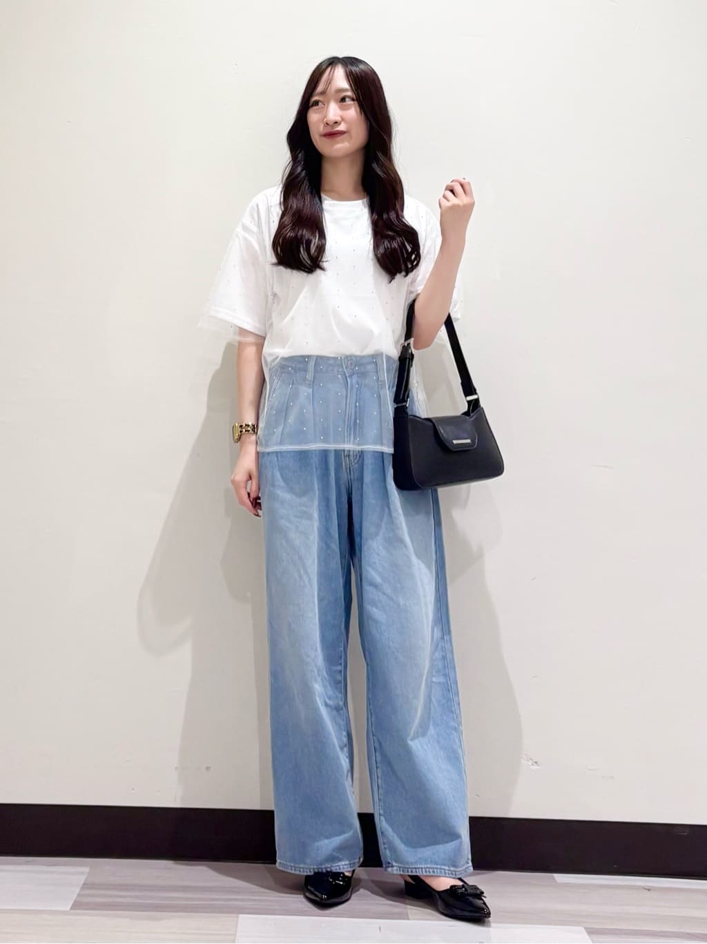 AMERICAN HOLICの【2点SET】ラインストーンチュールレイヤードTシャツを使ったコーディネートを紹介します。｜Rakuten Fashion(楽天ファッション／旧楽天ブランドアベニュー)6175180