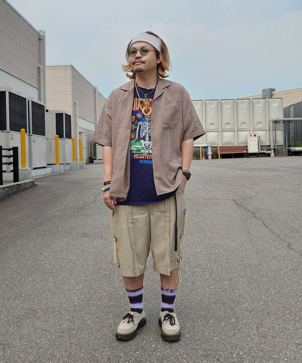 BEAMS HEARTのポリメランジ オープンカラーシャツ(吸水速乾)を使ったコーディネートを紹介します。｜Rakuten Fashion(楽天ファッション／旧楽天ブランドアベニュー)6179081