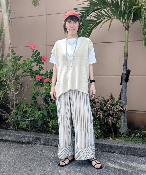 BEAMS HEARTのストライプ ジャカード パンツを使ったコーディネートを紹介します。｜Rakuten Fashion(楽天ファッション／旧楽天ブランドアベニュー)6179339